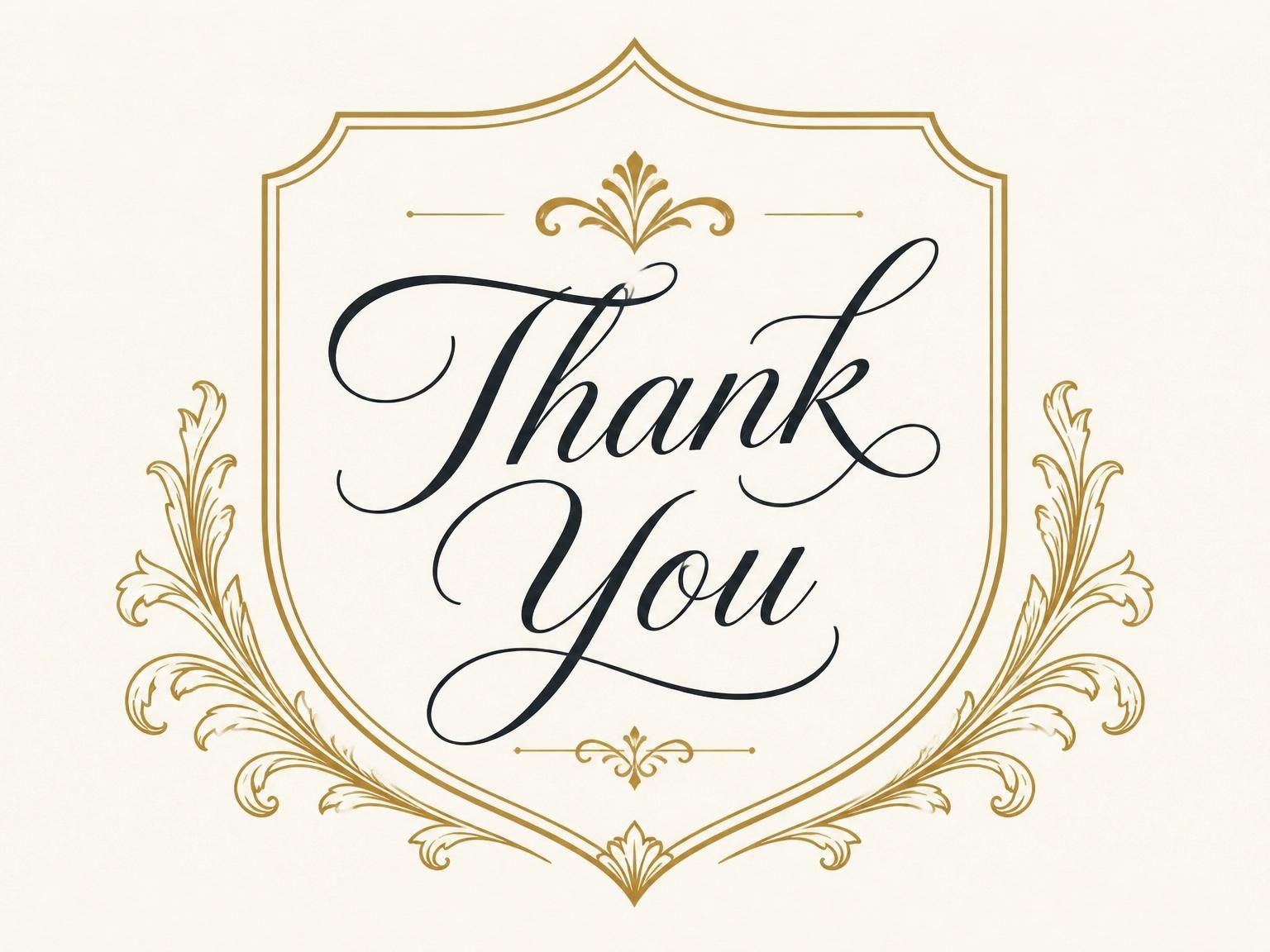 The matching thank-you card for the Gold Crest Serif 60th Birthday invitation