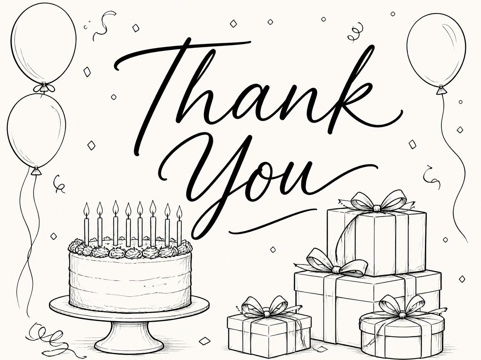 The matching thank-you card for the Minimalist Black-Ink Line Art 35th Birthday invitation
