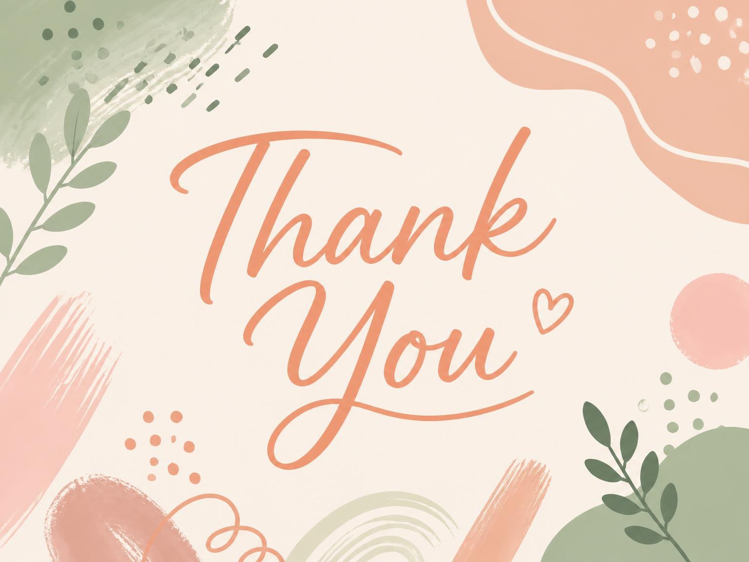 The matching thank-you card for the Sage and Coral Abstract Birthday invitation