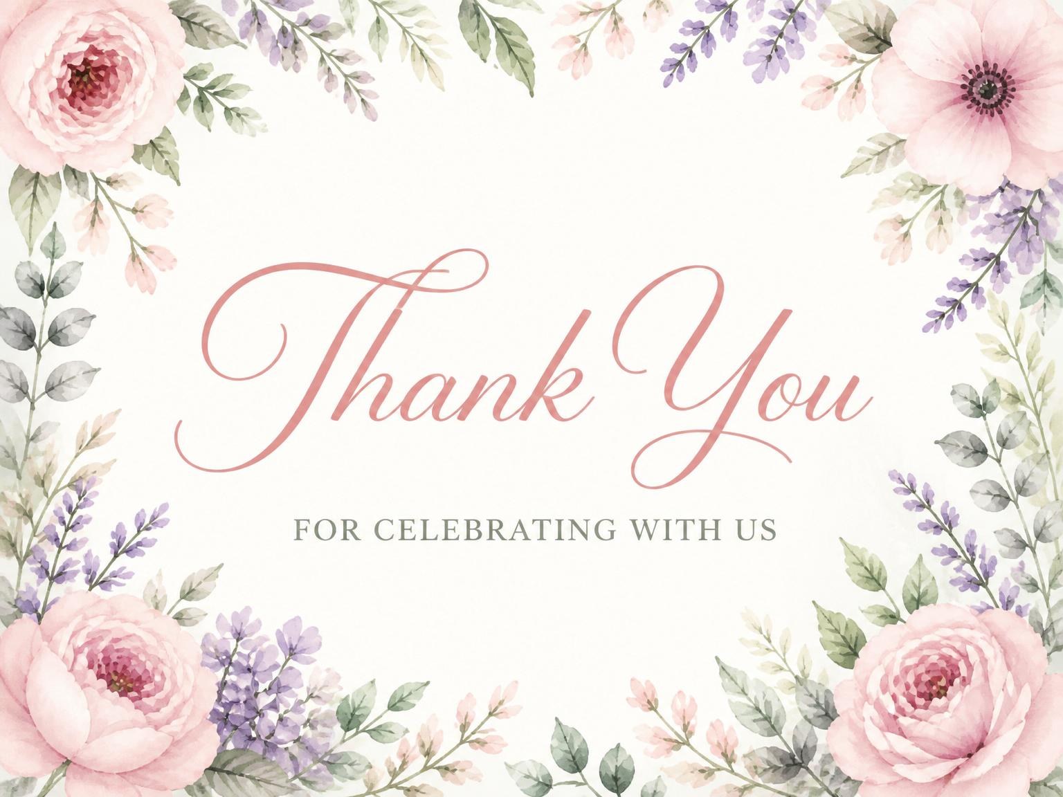 The matching thank-you card for the Watercolor Floral Ultrasound Baby Shower invitation