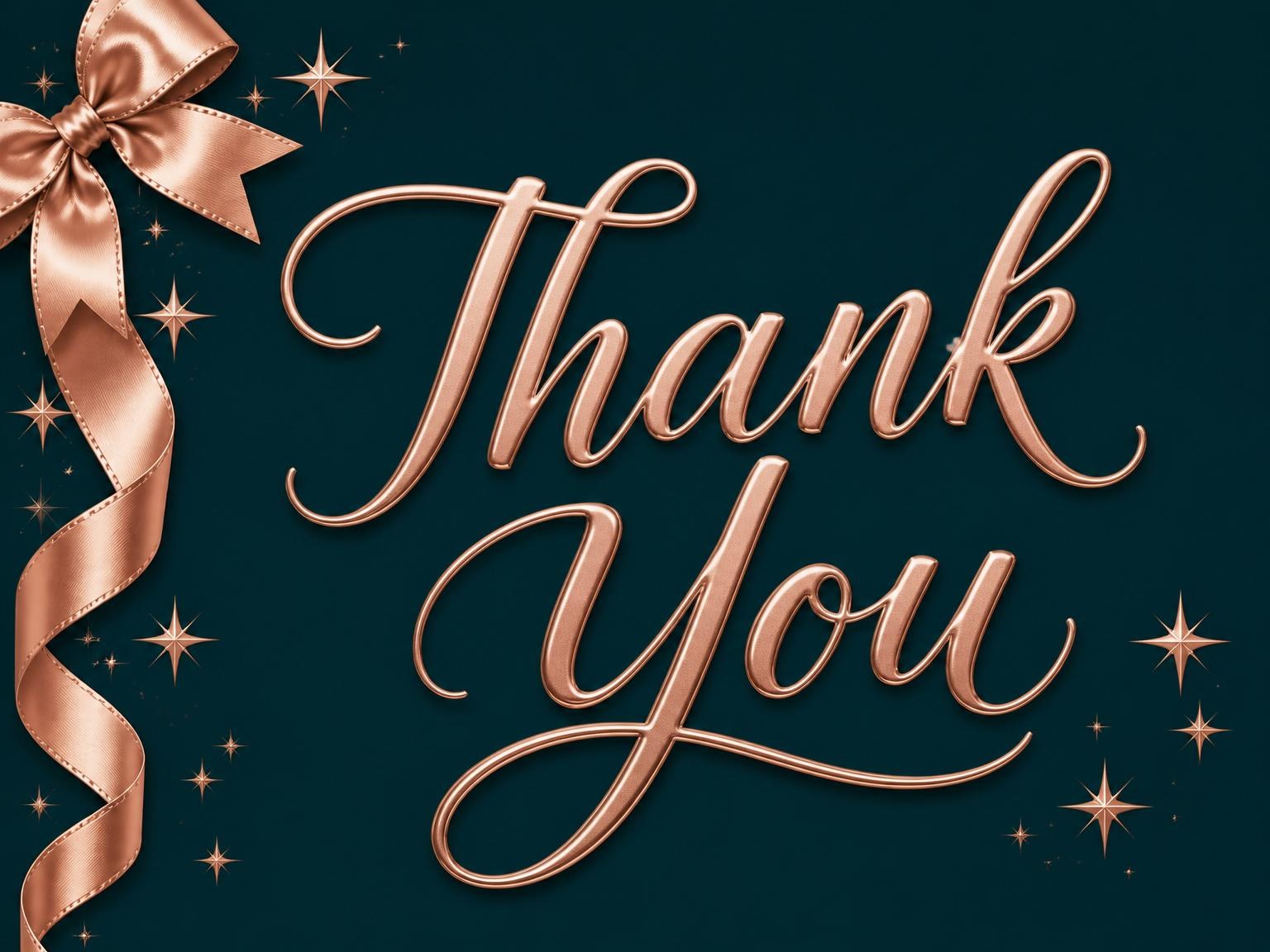 The matching thank-you card for the Rose Gold Ribbon 30th Birthday invitation