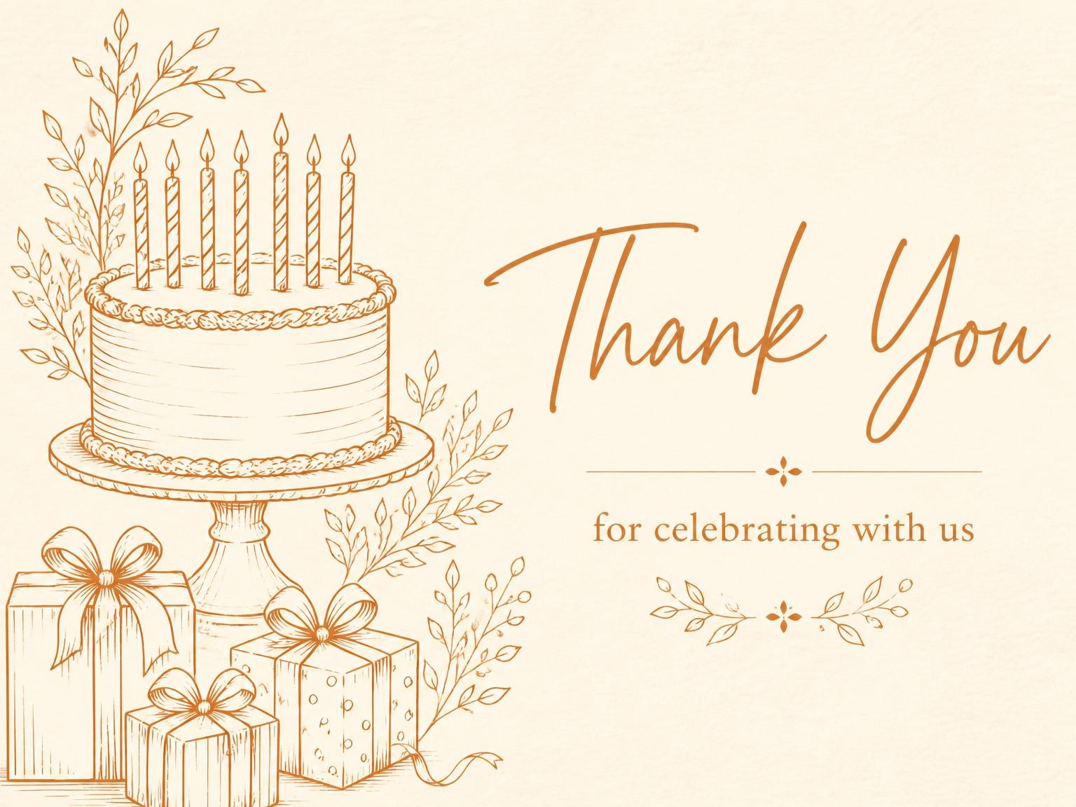 The matching thank-you card for the Bronze Illustration 60th Birthday Cake Invitation invitation