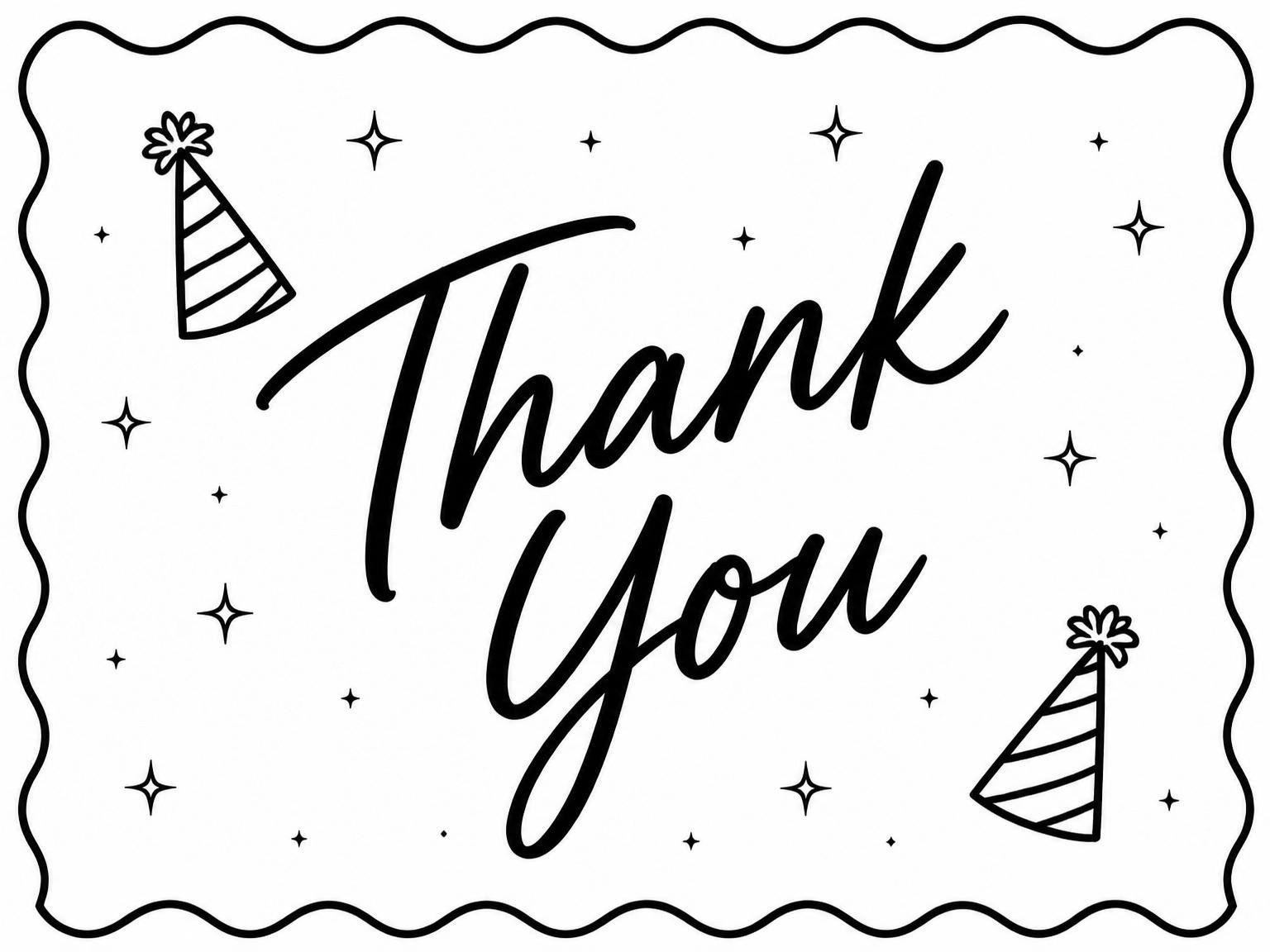 The matching thank-you card for the Black and White Scalloped 30th Birthday Invitation invitation