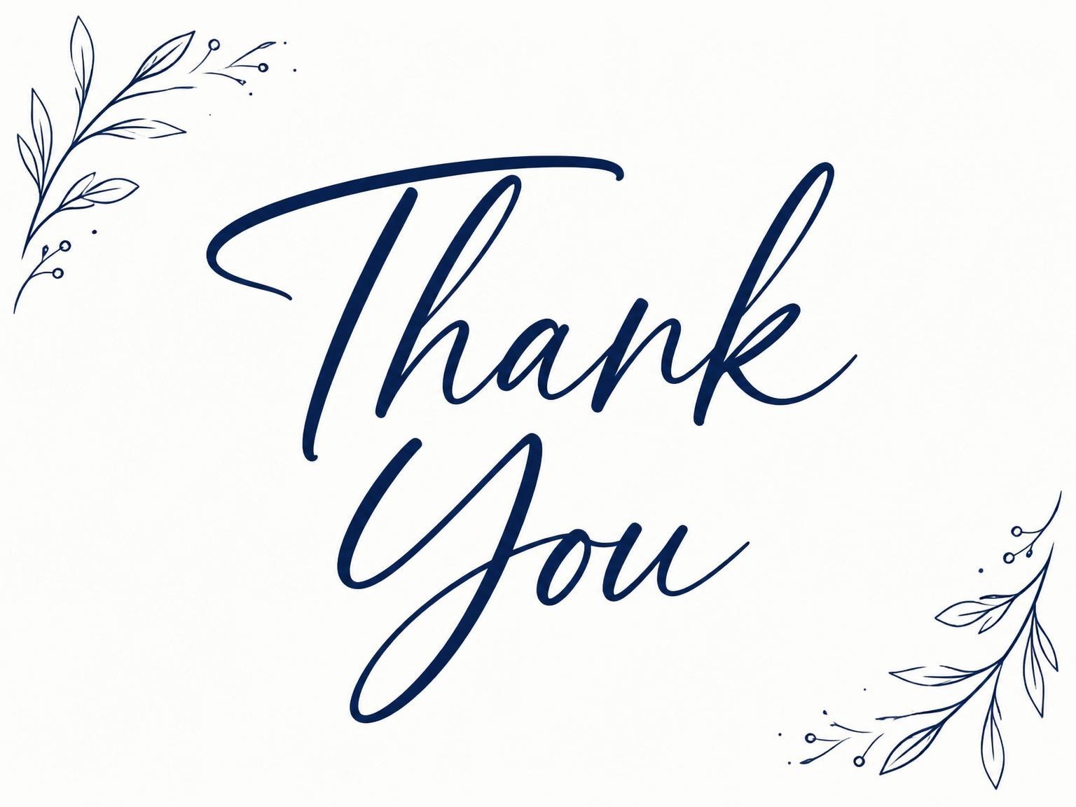 The matching thank-you card for the Navy Script Minimalist Birthday Invitation invitation