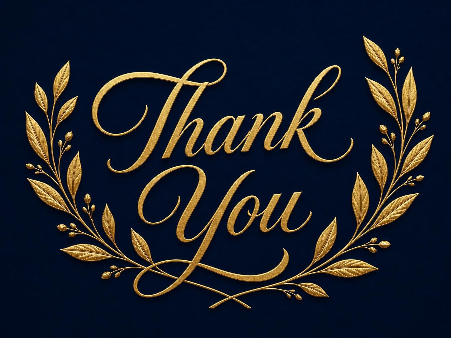 The matching thank-you card for the Gold Laurel Initial Birthday Invitation invitation