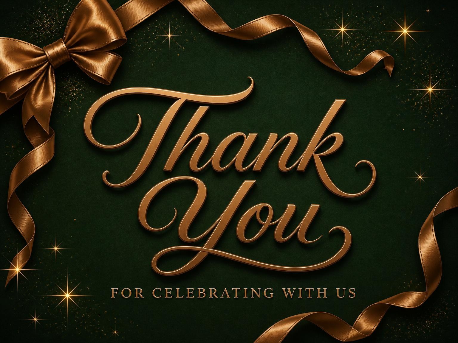 The matching thank-you card for the Emerald Green Bronze Ribbon 55th Birthday invitation