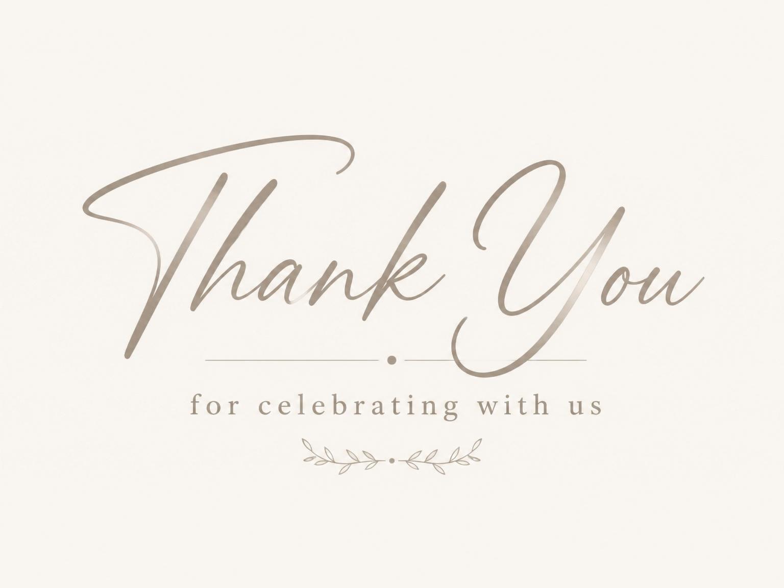 The matching thank-you card for the Taupe Oversized Typography 45th Birthday invitation