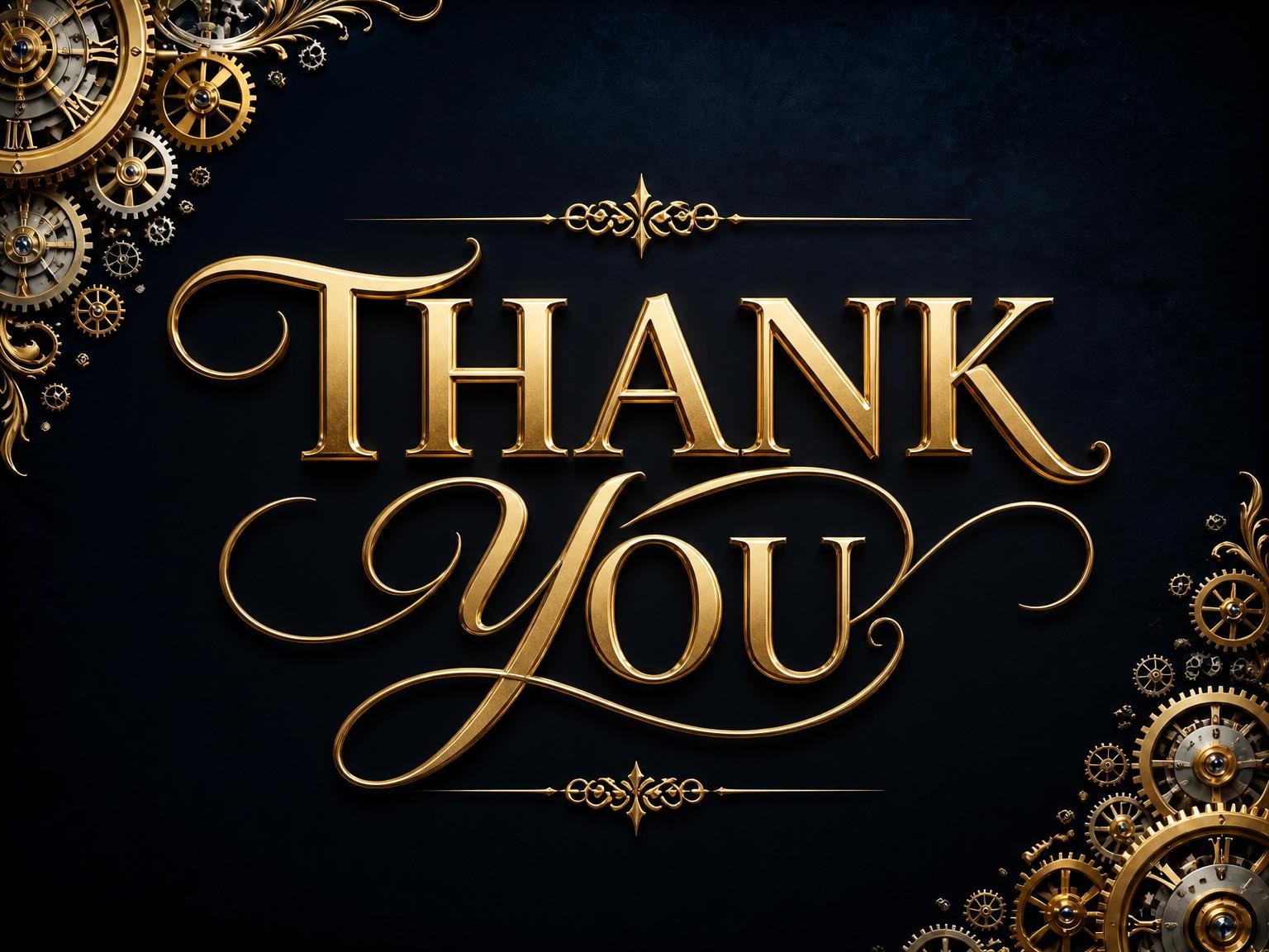The matching thank-you card for the Gold Clockwork Navy 16th Birthday Invitation invitation