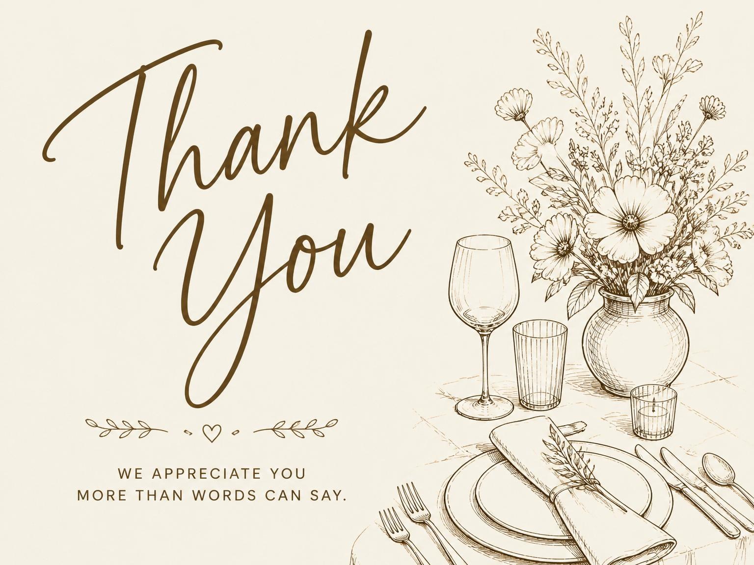 The matching thank-you card for the Sepia Botanical Tabletop Birthday Invitation invitation