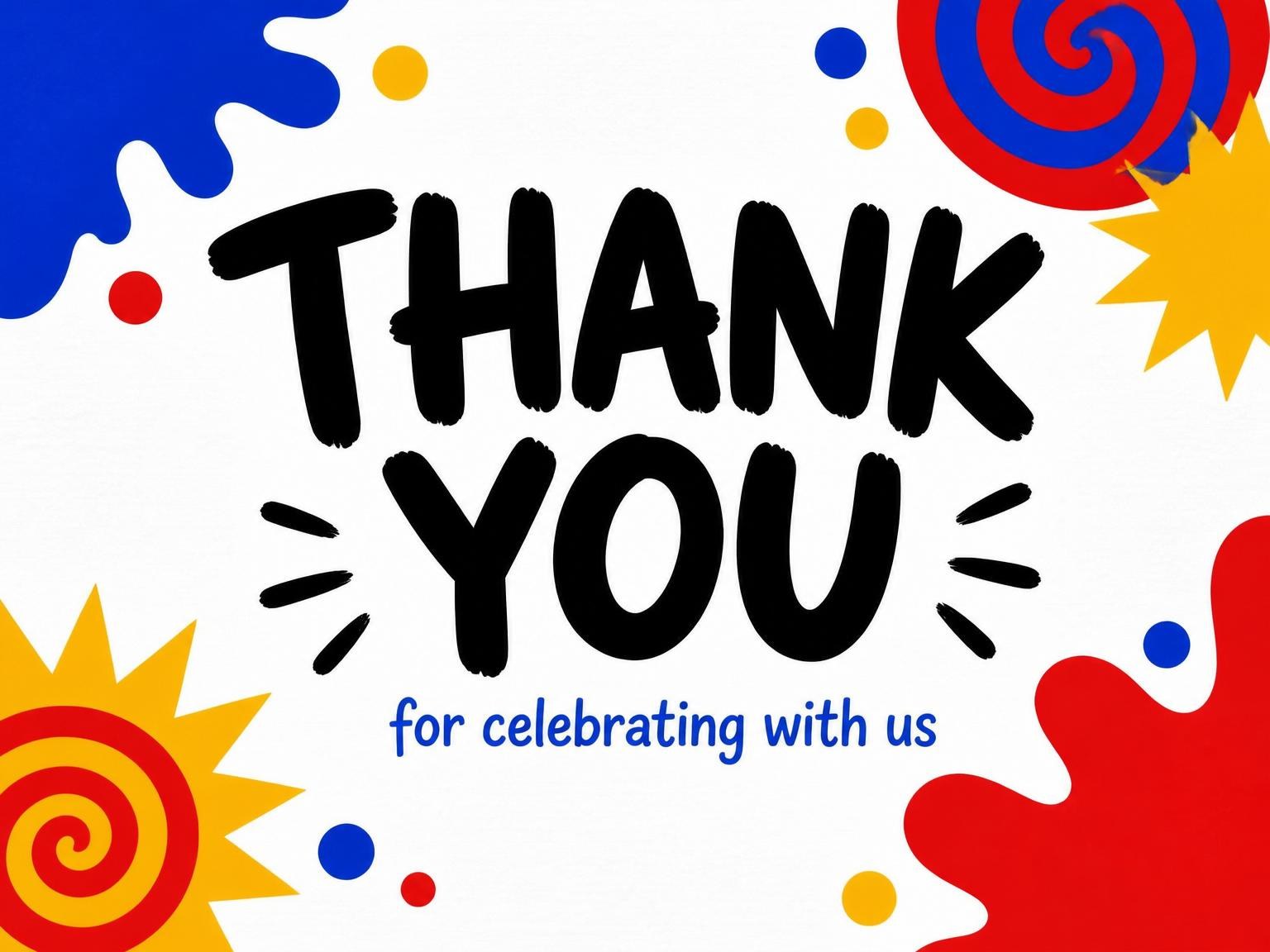 The matching thank-you card for the Primary Color Abstract 9th Birthday Invitation invitation