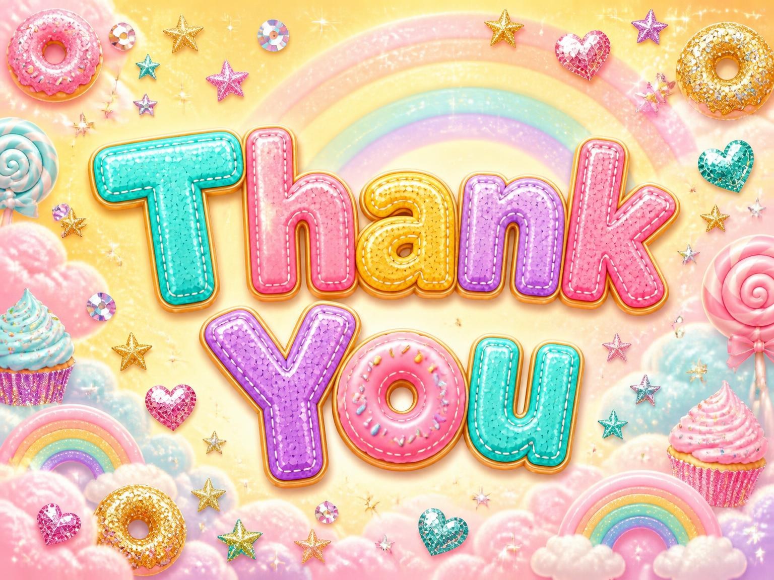 The matching thank-you card for the Glitter Candy Castle 9th Birthday Invitation invitation