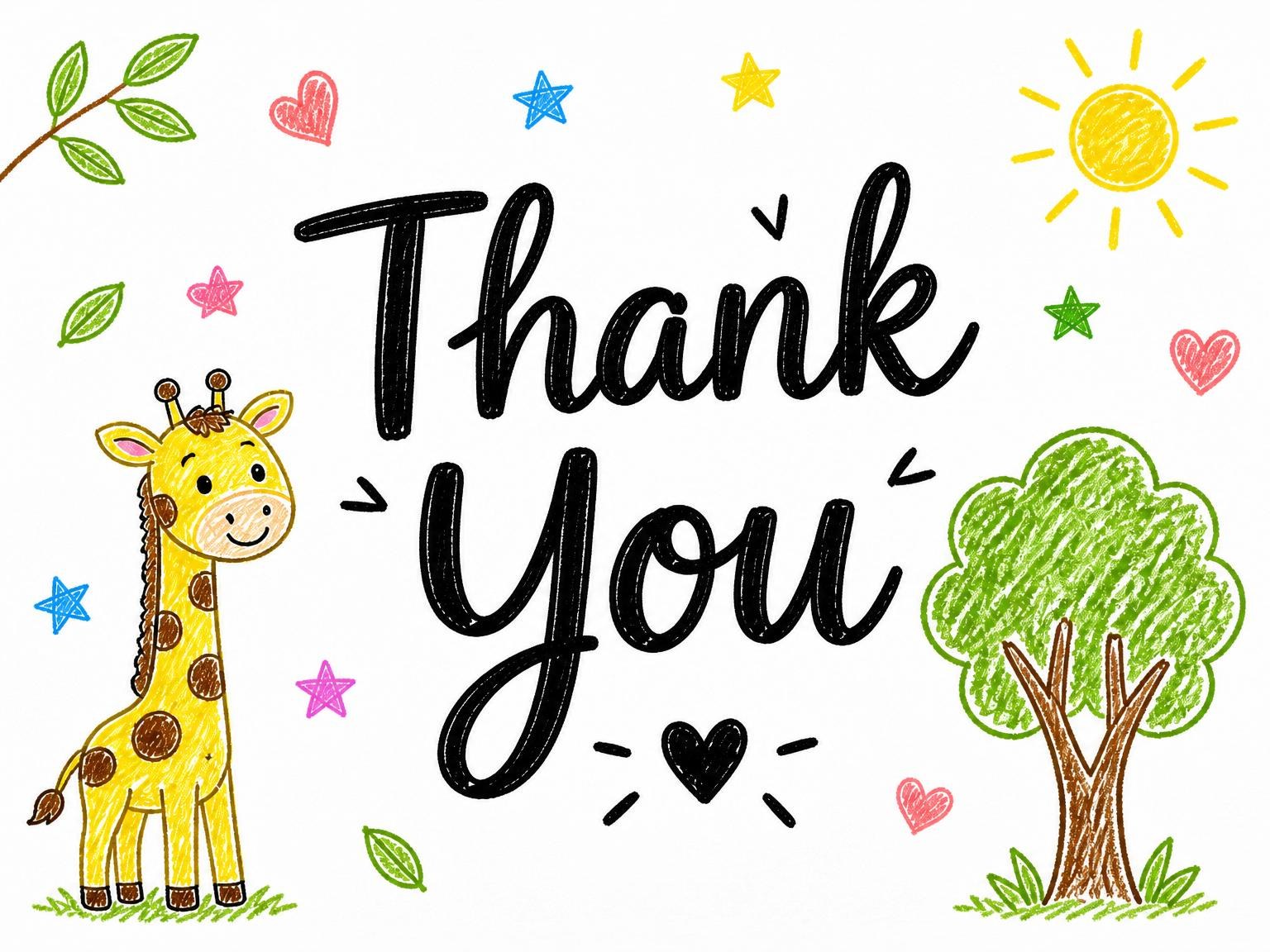 The matching thank-you card for the Crayon Giraffe 2nd Birthday Invitation invitation
