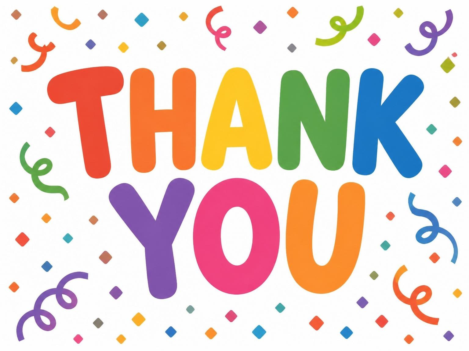 The matching thank-you card for the Rainbow Confetti 7th Birthday Bash Invitation invitation
