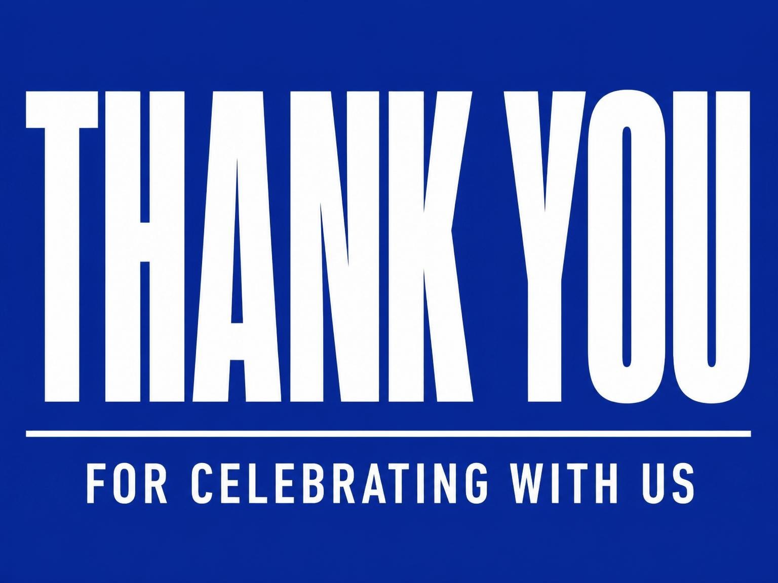 The matching thank-you card for the Royal Blue Modern Typography 45th Birthday invitation