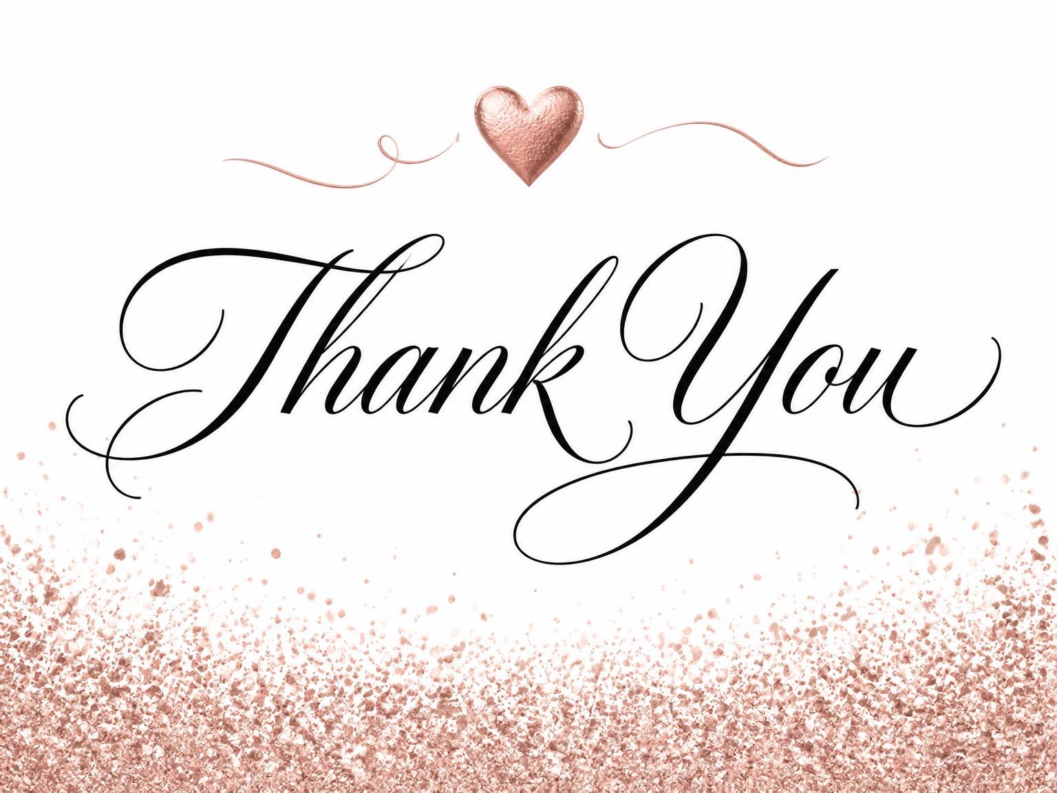 The matching thank-you card for the Rose Gold Foil 70th Birthday invitation