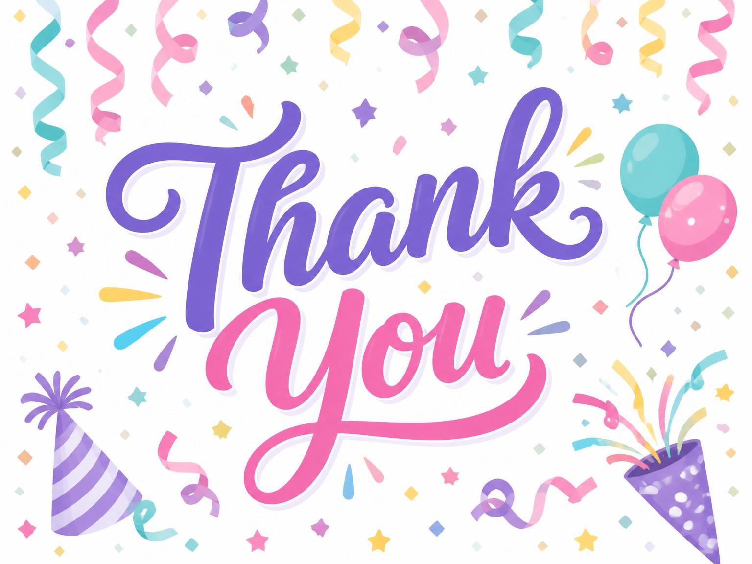 The matching thank-you card for the Pastel Confetti Streamer 11th Birthday Invitation invitation