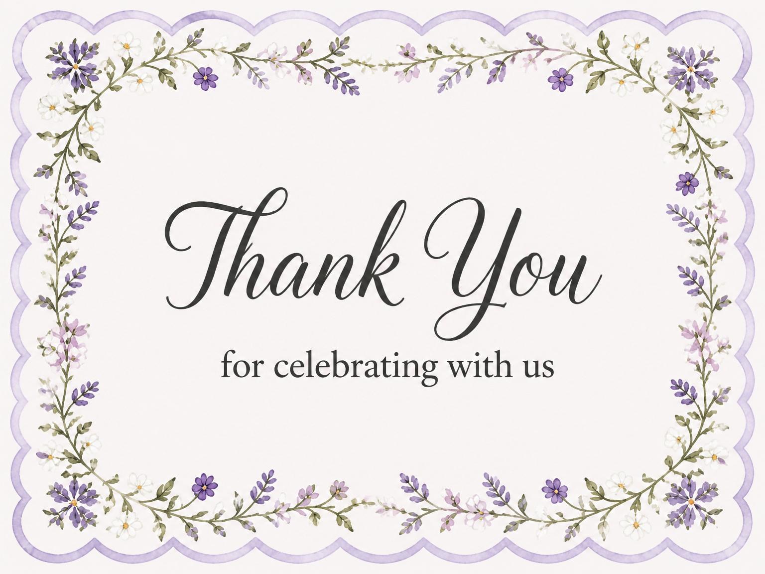 The matching thank-you card for the Watercolor Wisteria Border Birthday Invitation invitation