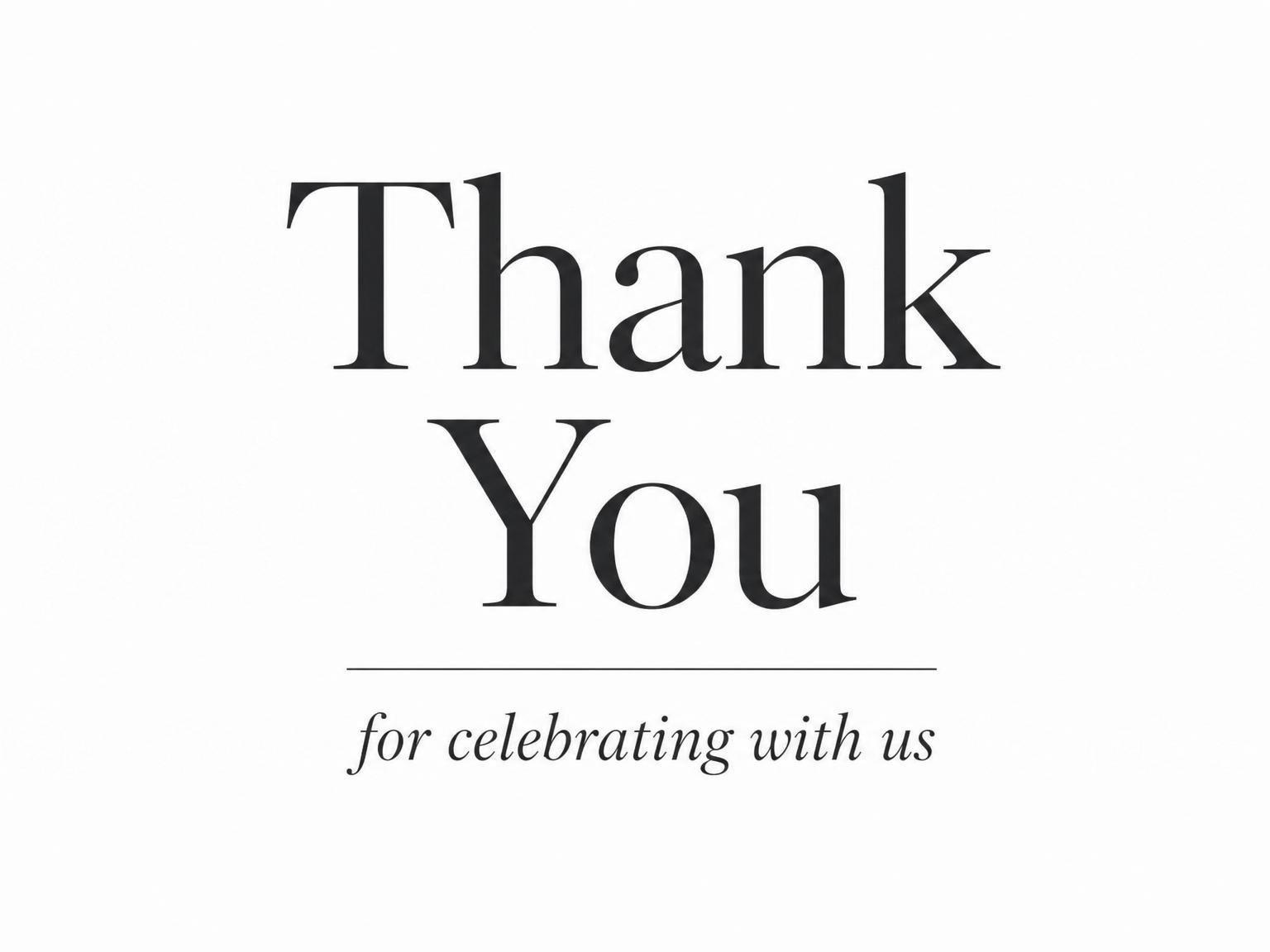The matching thank-you card for the Minimalist Monogram Typography 25th Birthday invitation