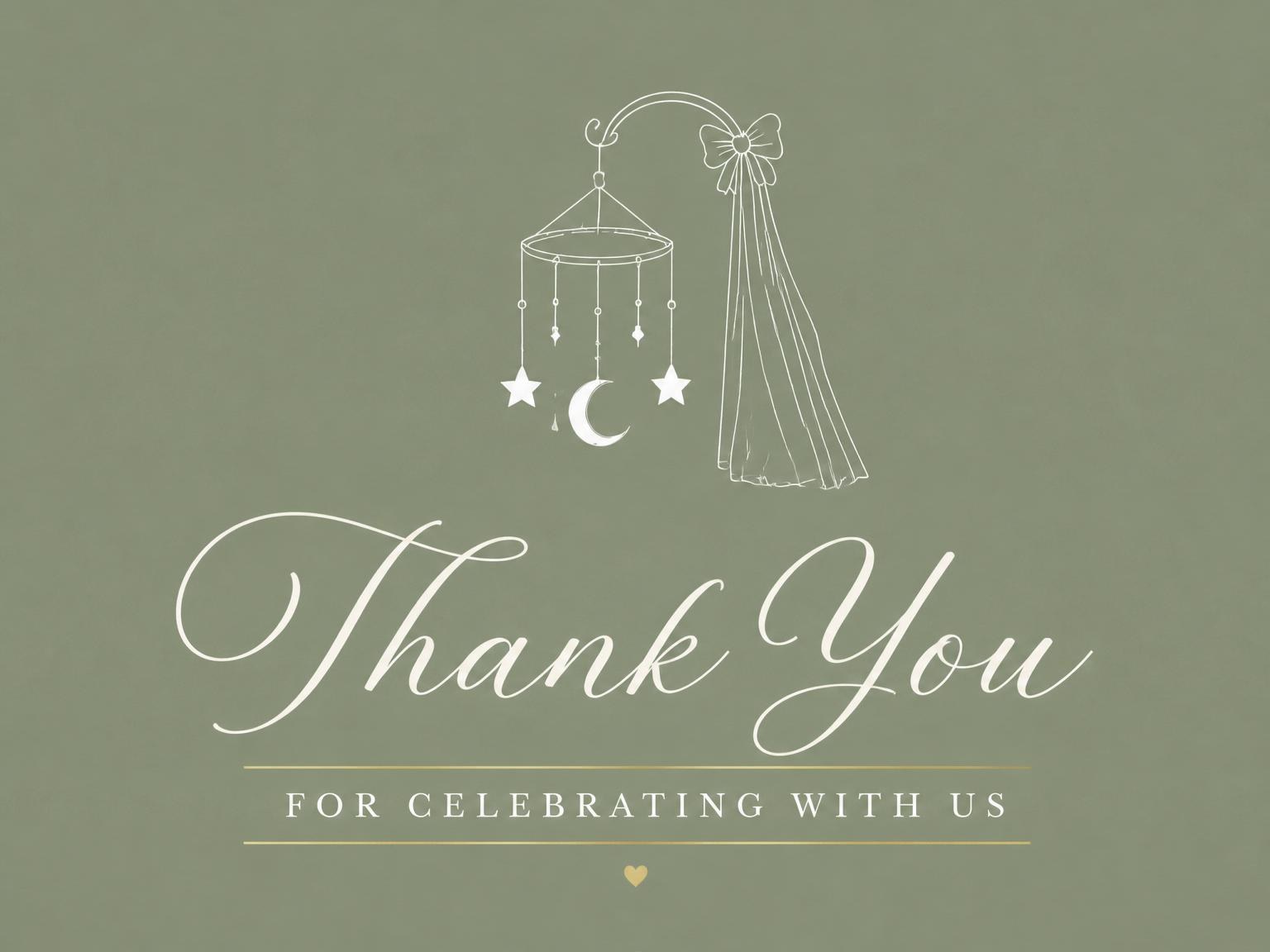 The matching thank-you card for the Sage Green Cradle Baby Shower invitation