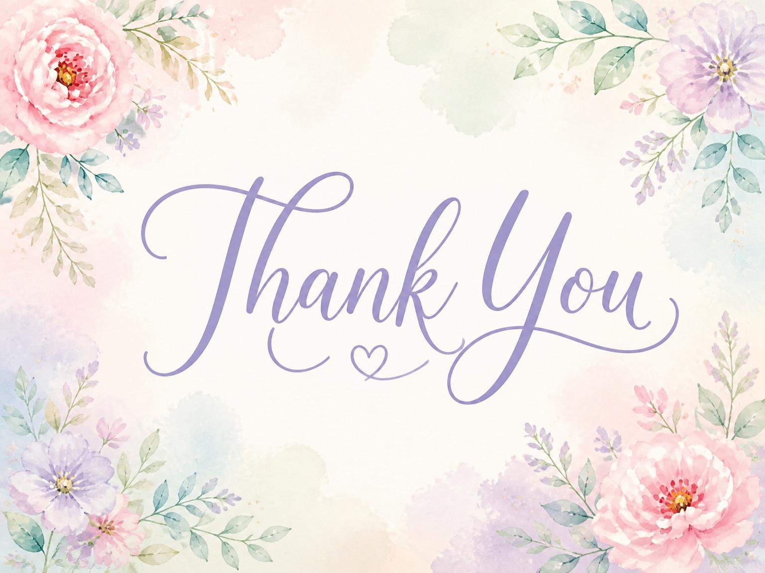 The matching thank-you card for the Pastel Floral Watercolor Baby Shower invitation