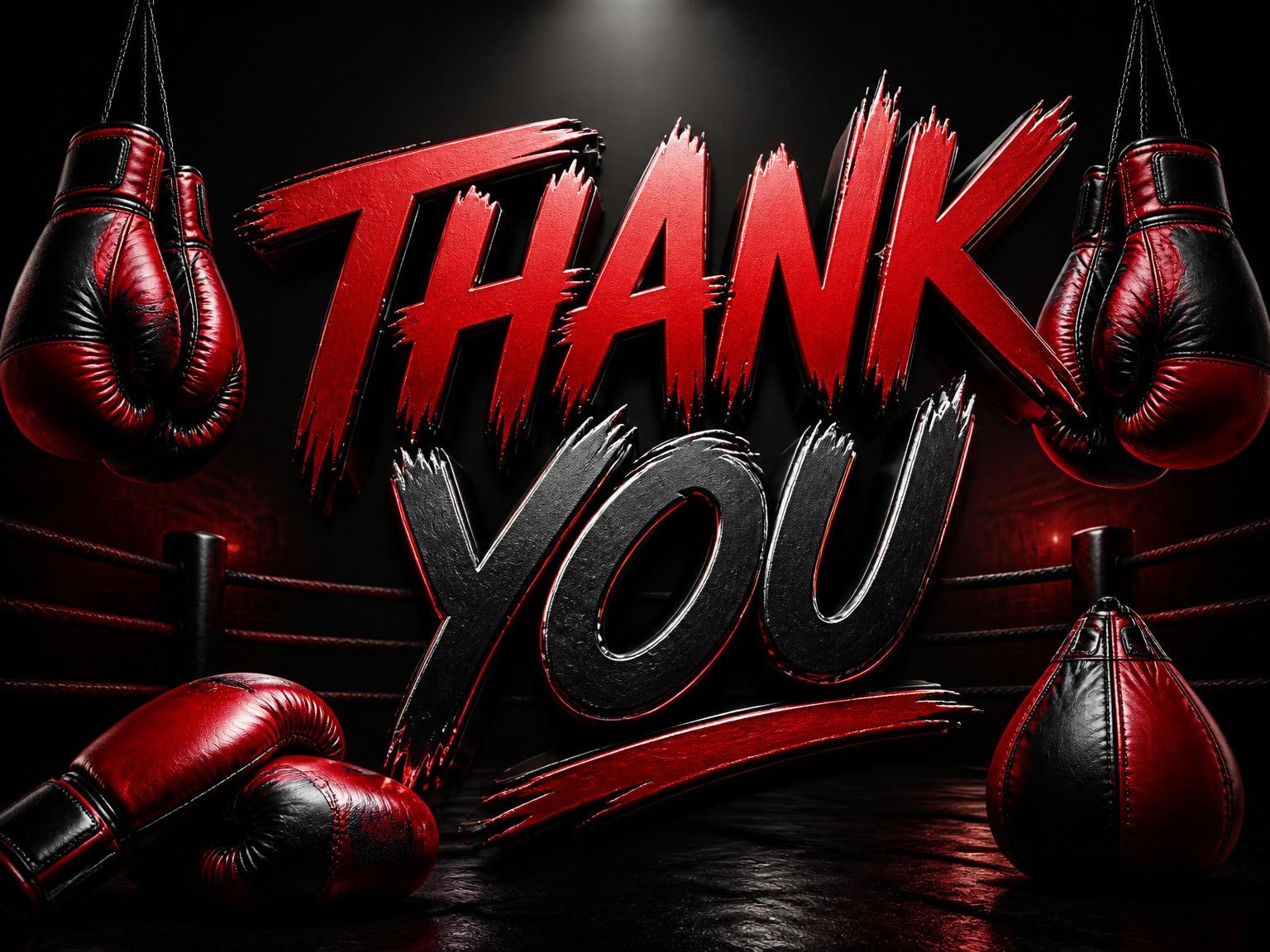 The matching thank-you card for the Red and Black Leather Boxing 18th Birthday invitation
