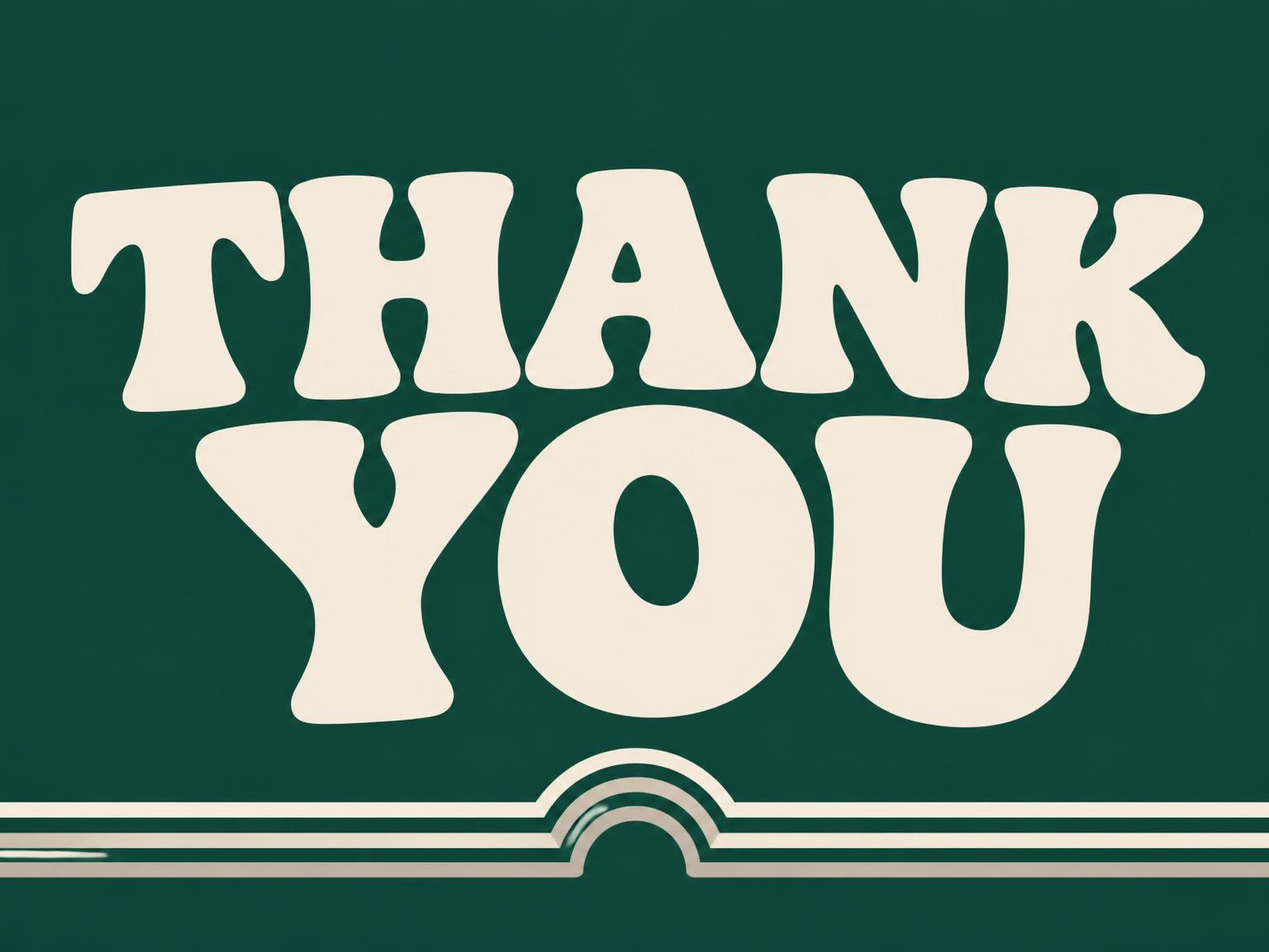 The matching thank-you card for the Forest Green Retro Typography Invitation invitation