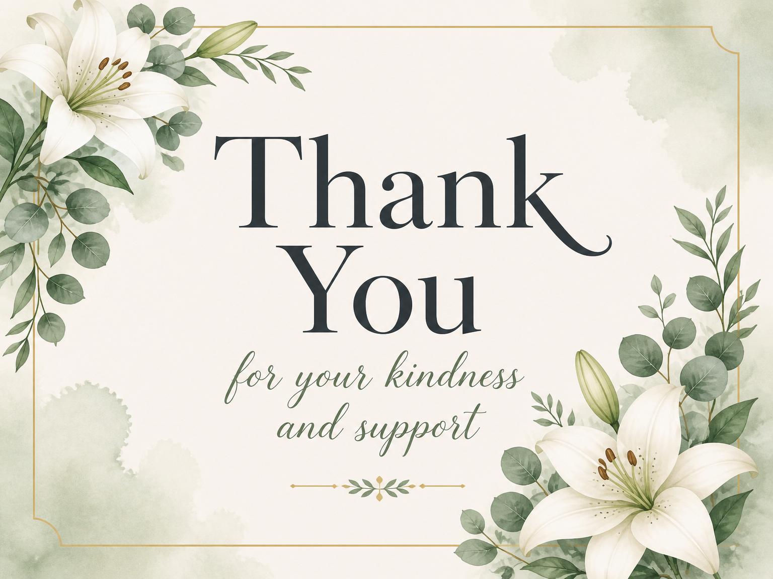 The matching thank-you card for the Celebration of Life invitation