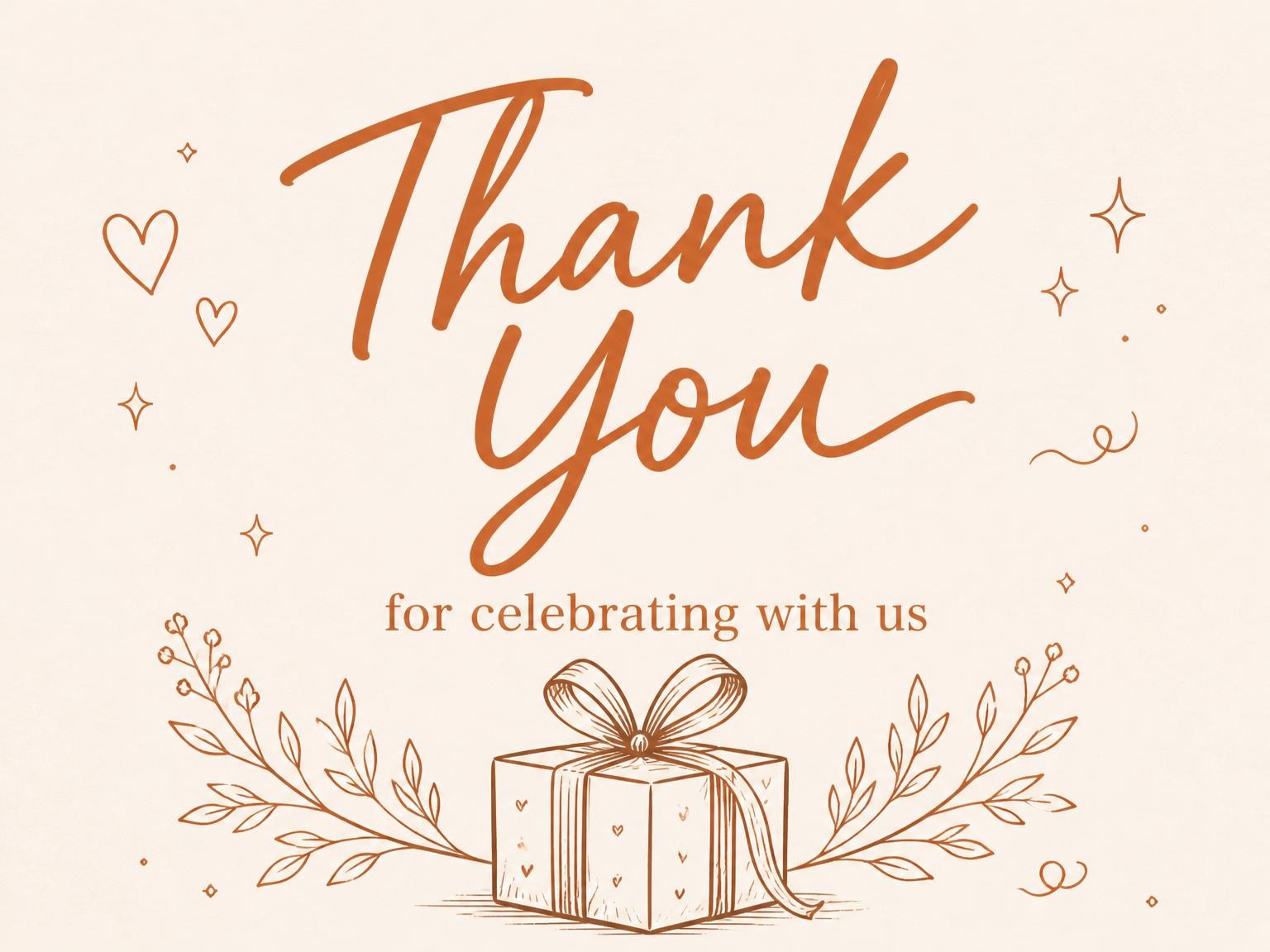 The matching thank-you card for the Terracotta Line-Art 21st Birthday Invitation invitation