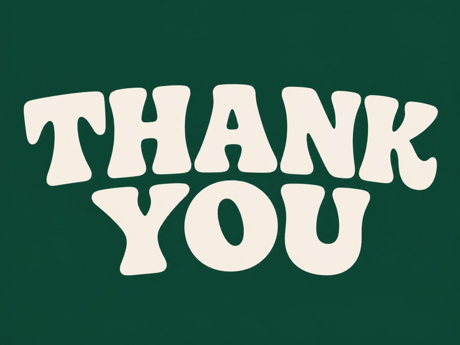 The matching thank-you card for the Forest Green Bubble Letter Birthday invitation