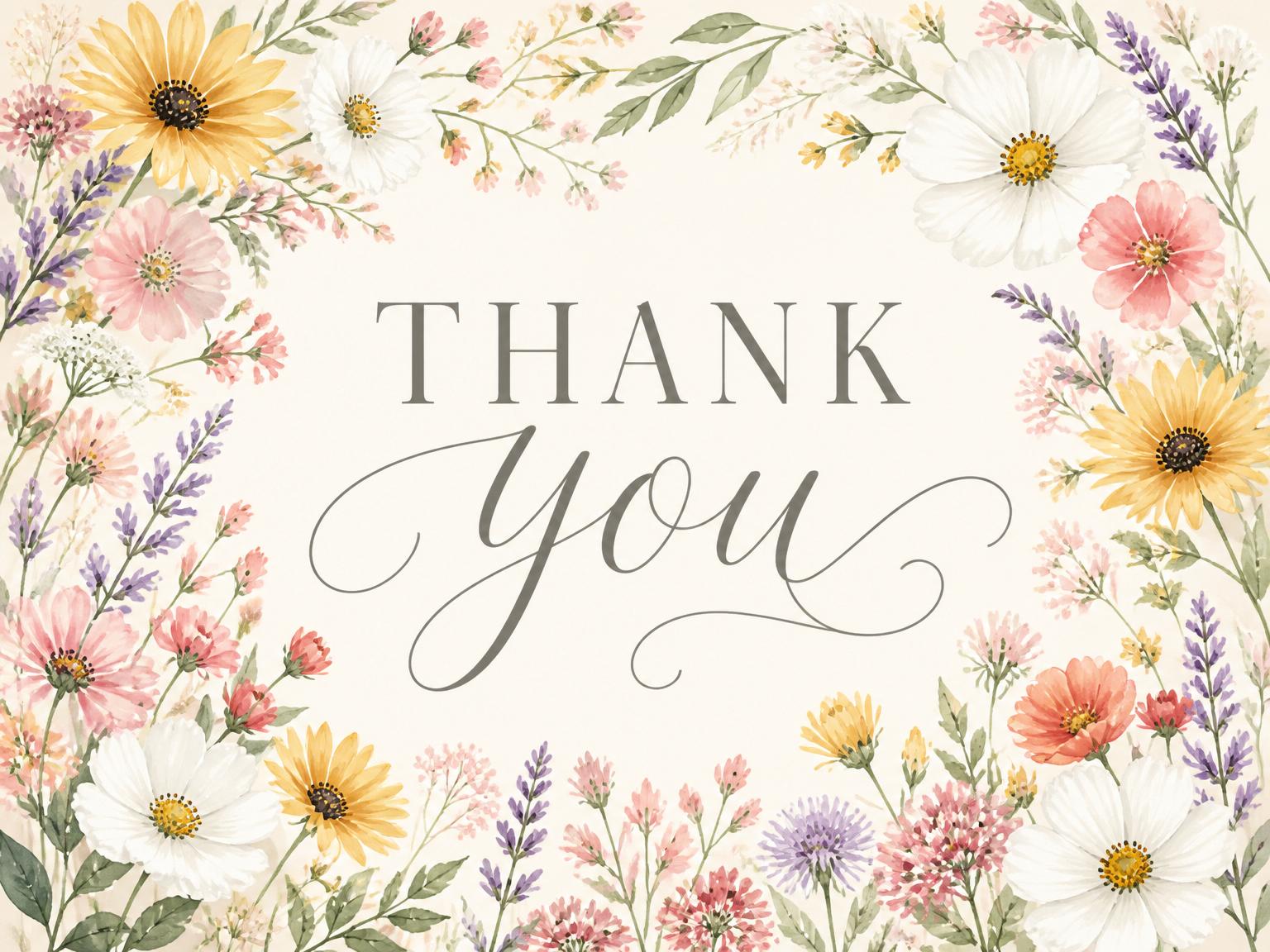 The matching thank-you card for the Wildflower Meadow Botanical Wedding Invitation invitation