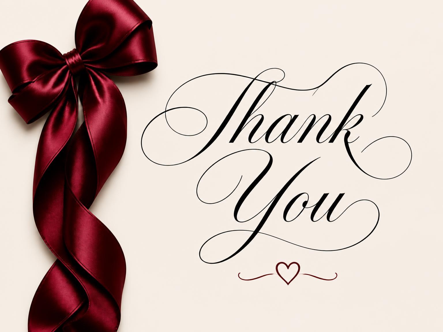 The matching thank-you card for the Burgundy Satin Bow 53rd Birthday Invitation invitation