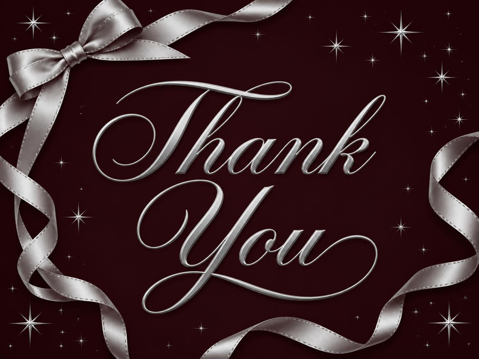 The matching thank-you card for the Burgundy Silver Ribbon 25th Birthday invitation