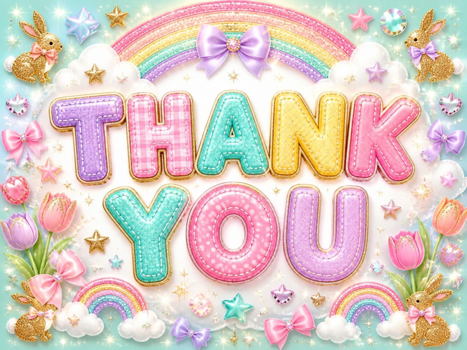 The matching thank-you card for the Glitter Sparkle Bunny 9th Birthday Invitation invitation