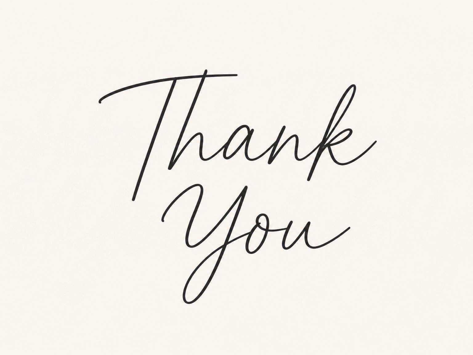 The matching thank-you card for the Cream Minimalist Script 90th Birthday invitation