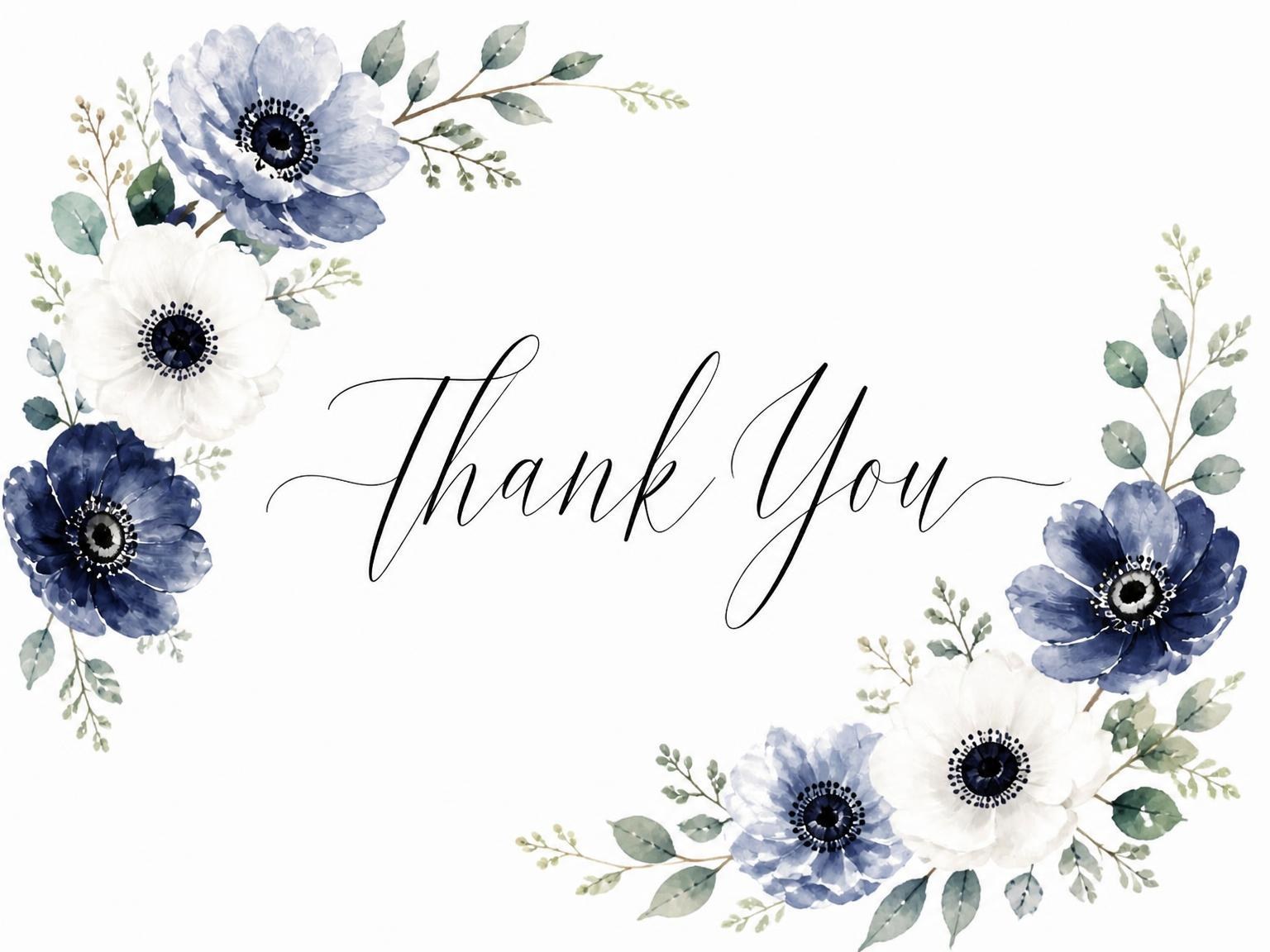 The matching thank-you card for the Dusty Blue Dahlia 25th Birthday Invitation invitation