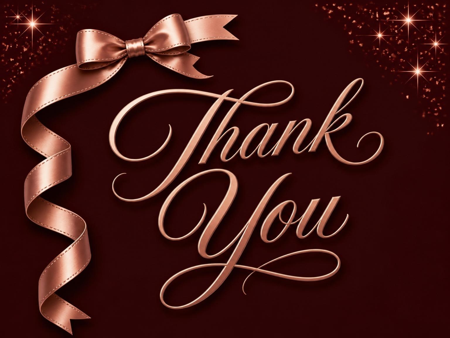 The matching thank-you card for the Burgundy Rose Gold Bow 35th Birthday invitation