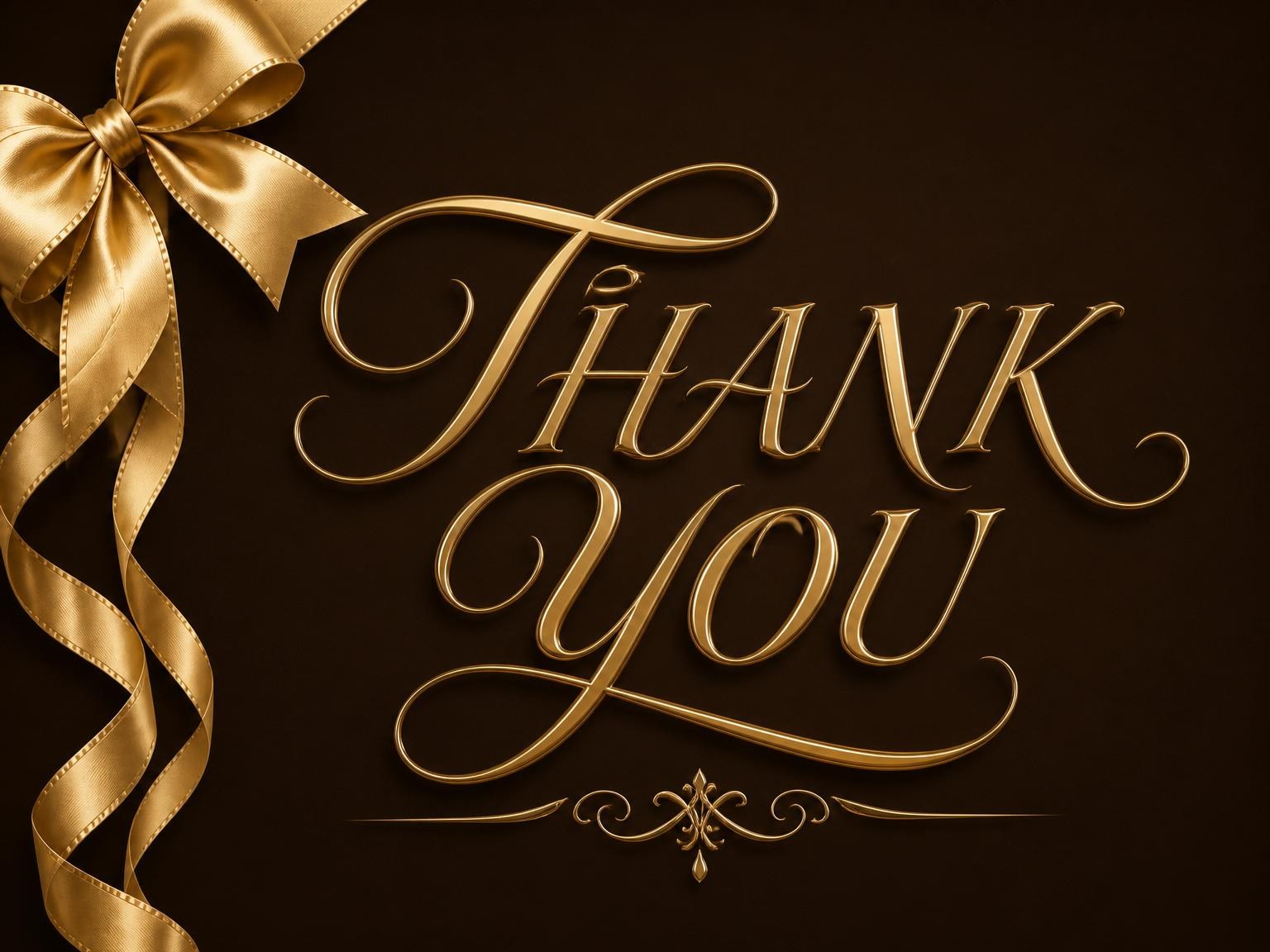 The matching thank-you card for the Mocha and Gold Ribbon 25th Birthday invitation