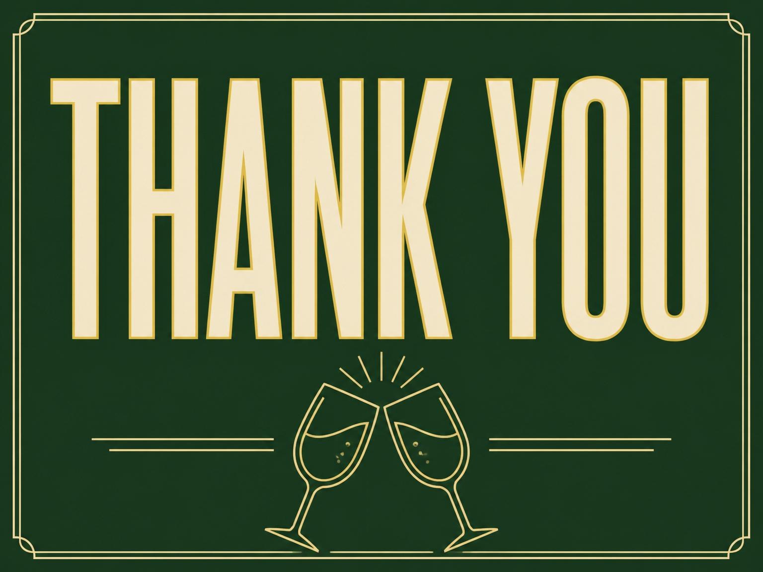 The matching thank-you card for the Forest Green Block Typography 55th Birthday invitation
