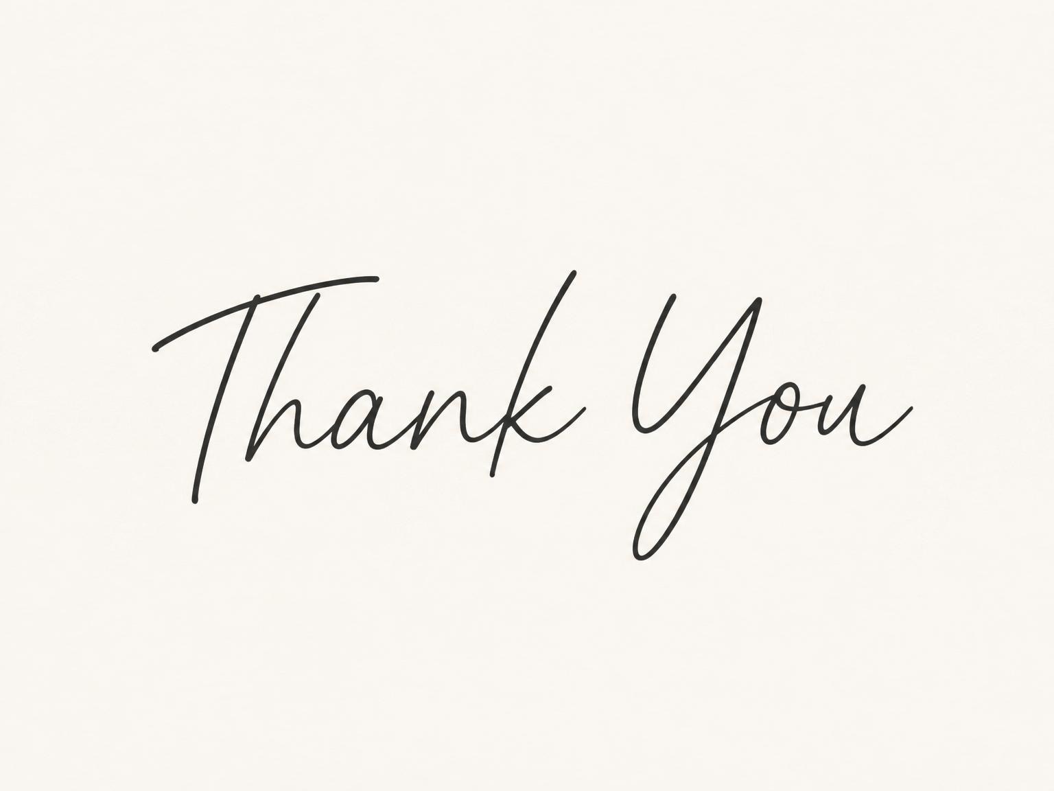 The matching thank-you card for the Cream Minimalist Calligraphy Milestone Birthday invitation