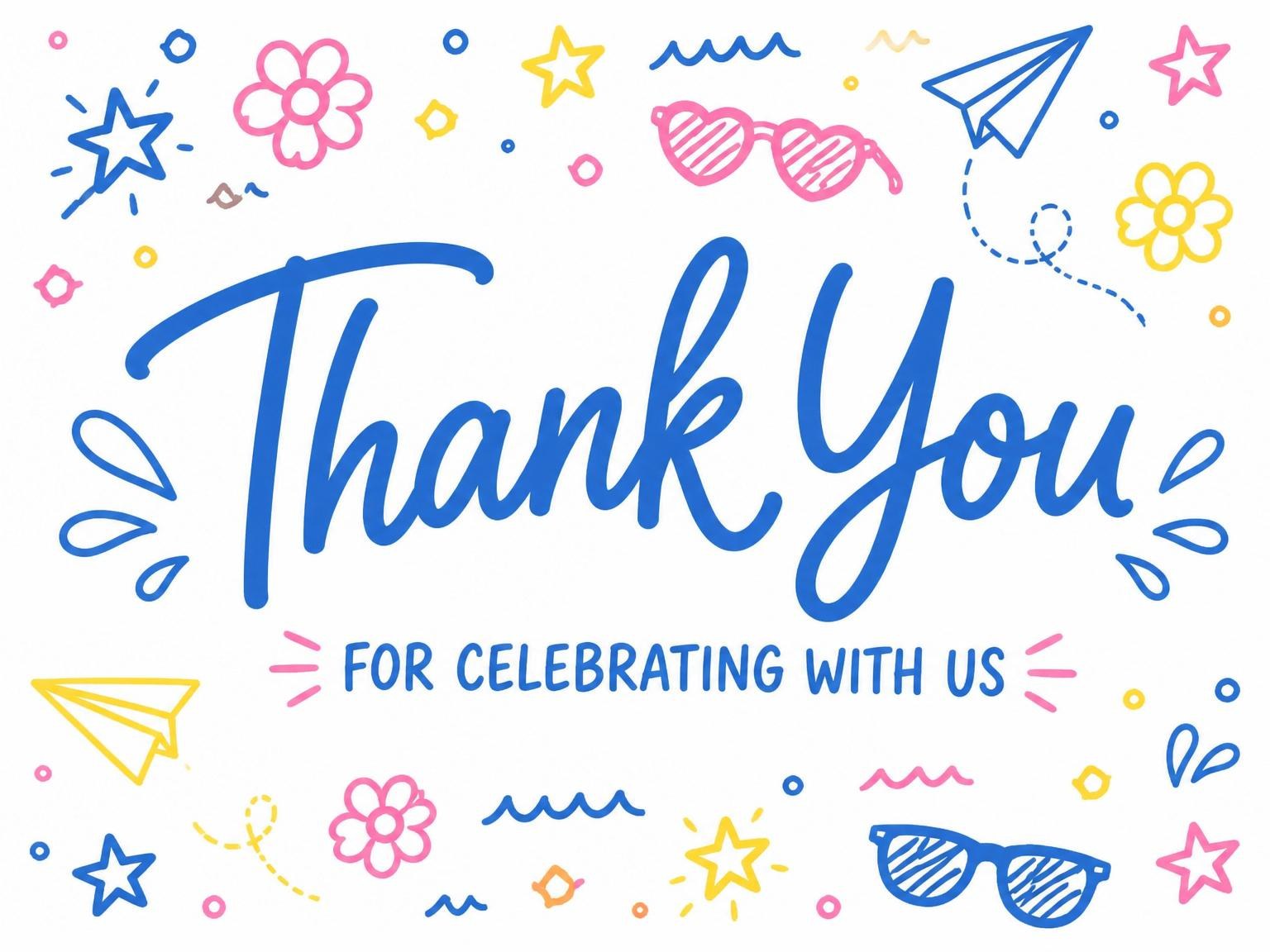 The matching thank-you card for the Doodle Motif Pool Party Invitation invitation