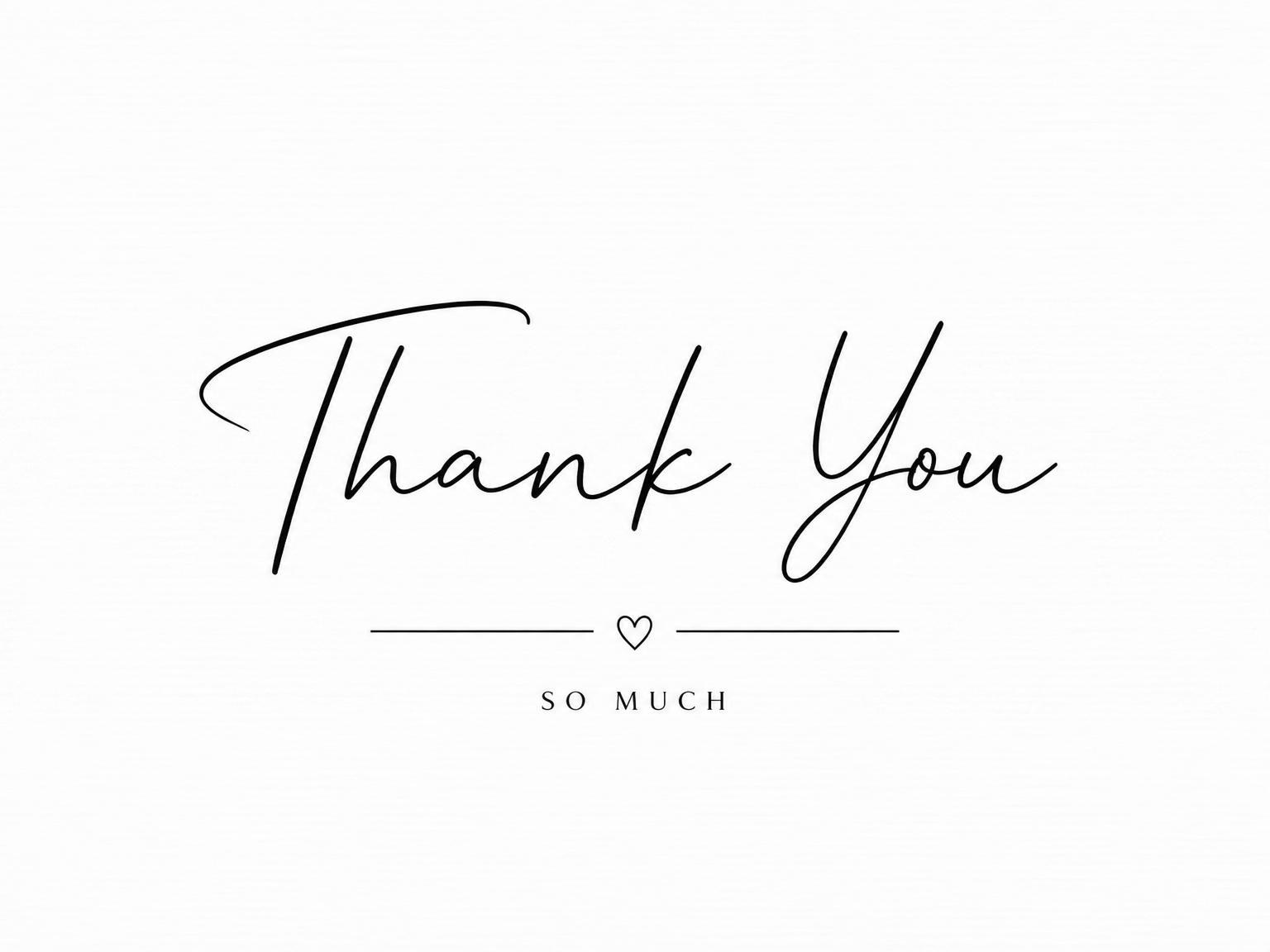 The matching thank-you card for the Monochrome Script Minimalist 80th Birthday invitation