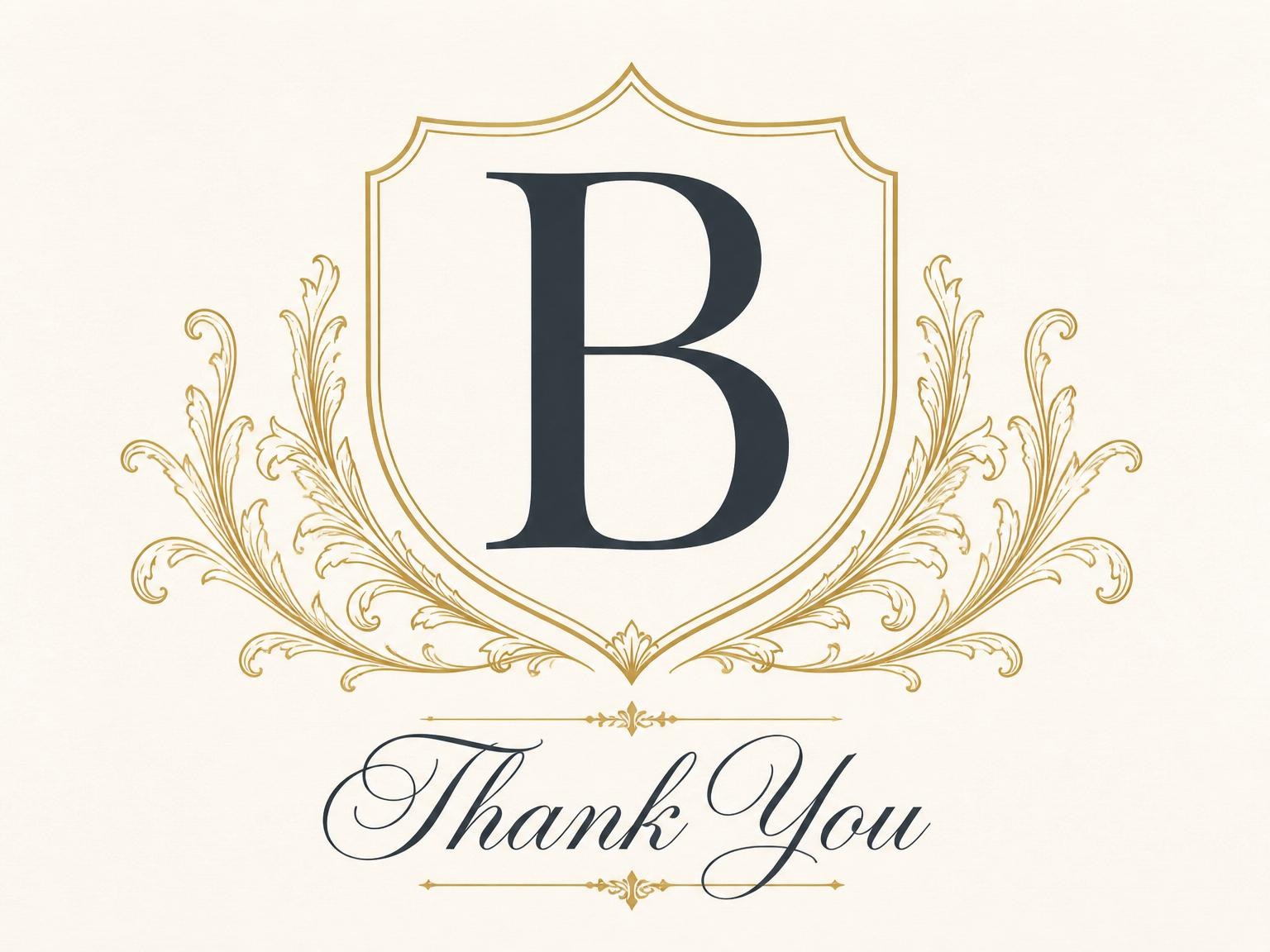 The matching thank-you card for the Gold Crest Monogram 60th Birthday invitation