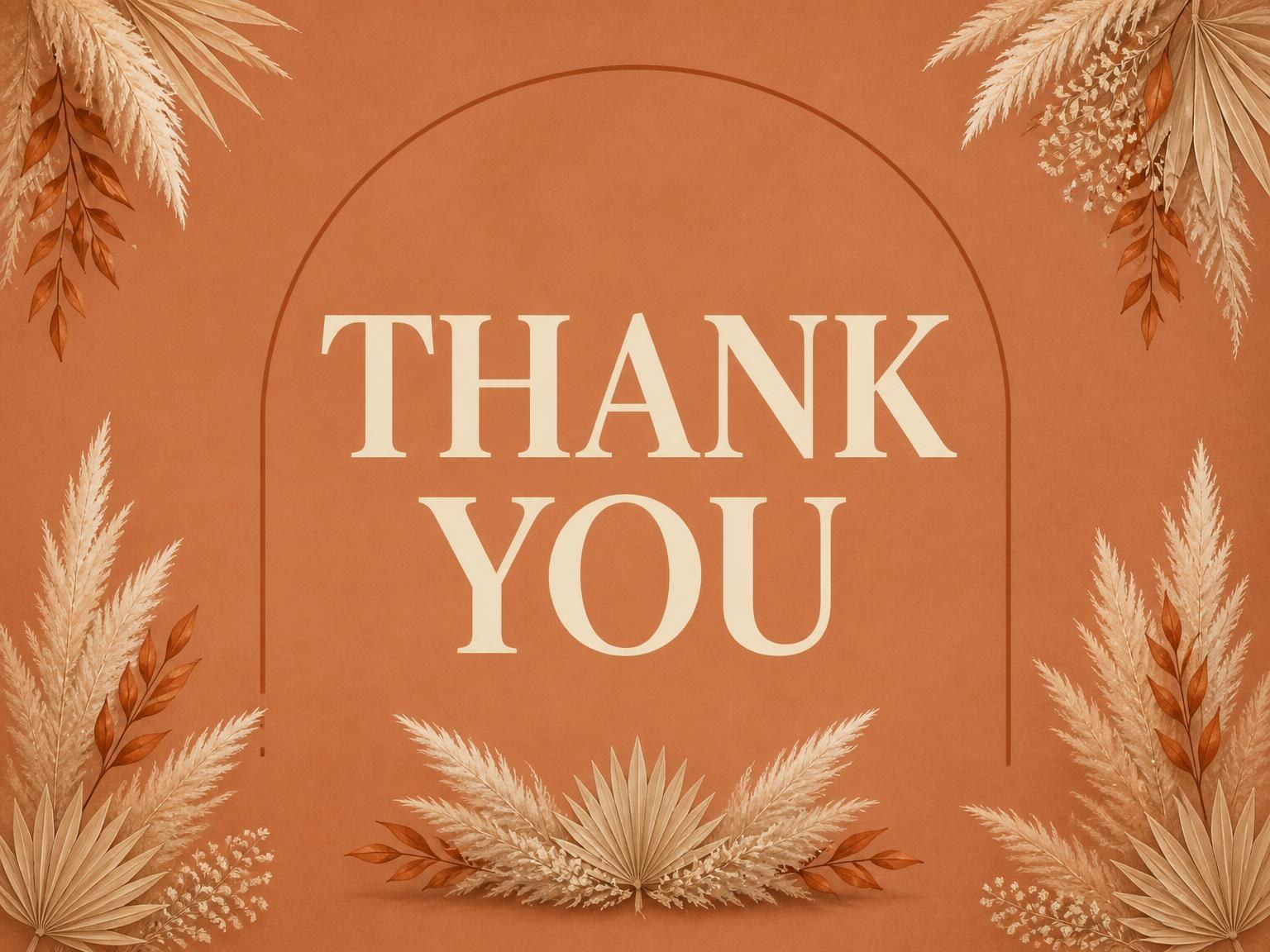 The matching thank-you card for the Terracotta Pampas Grass Bridal Shower invitation