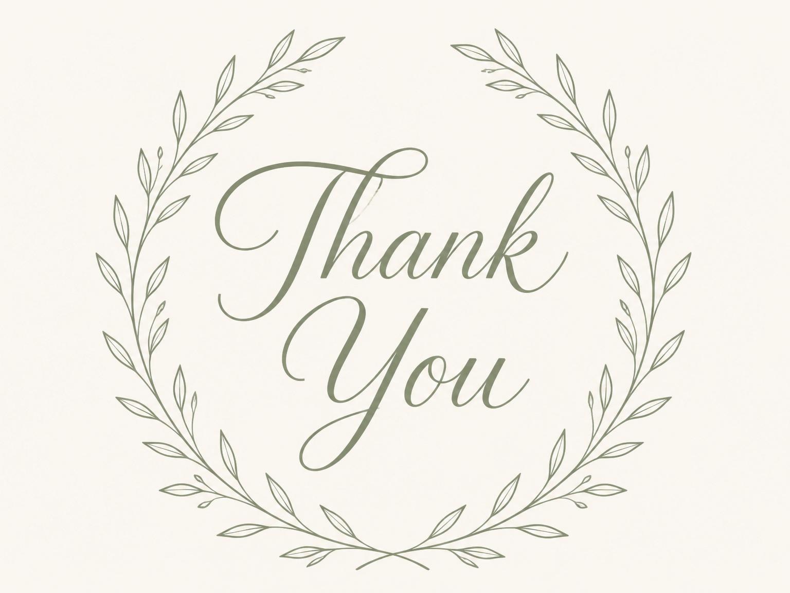 The matching thank-you card for the Cream Olive Branch Milestone Birthday invitation