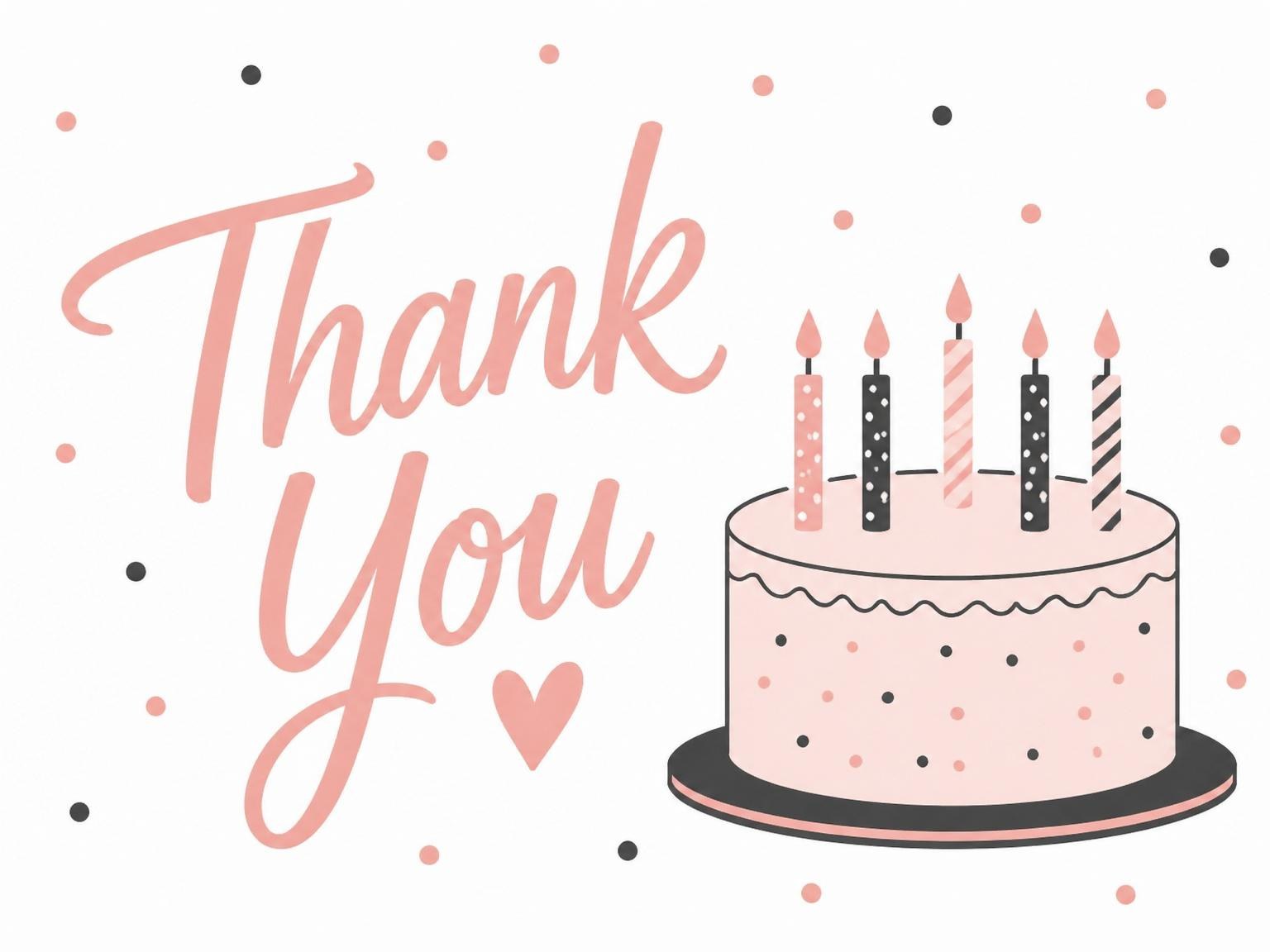 The matching thank-you card for the Pink Minimalist Cake 25th Birthday invitation