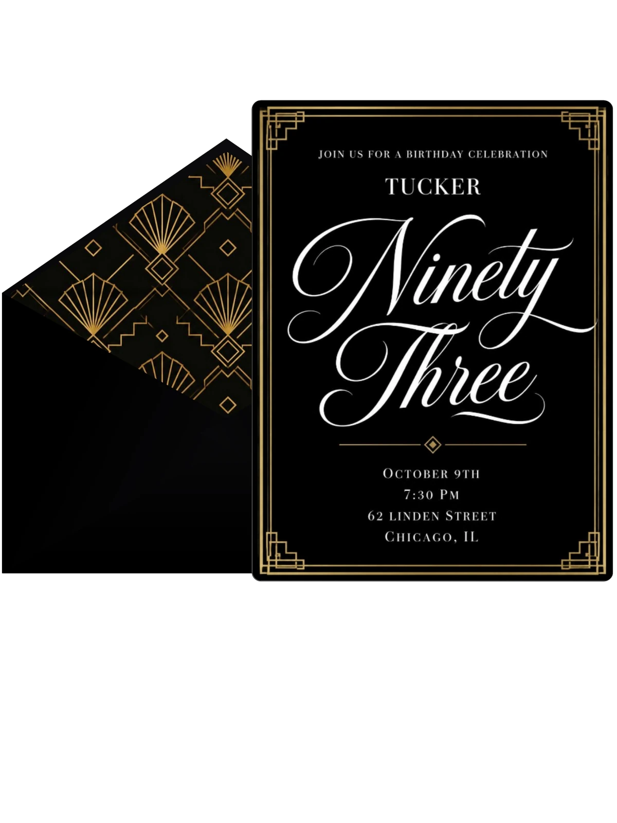 Art Deco 93rd Birthday Invitation