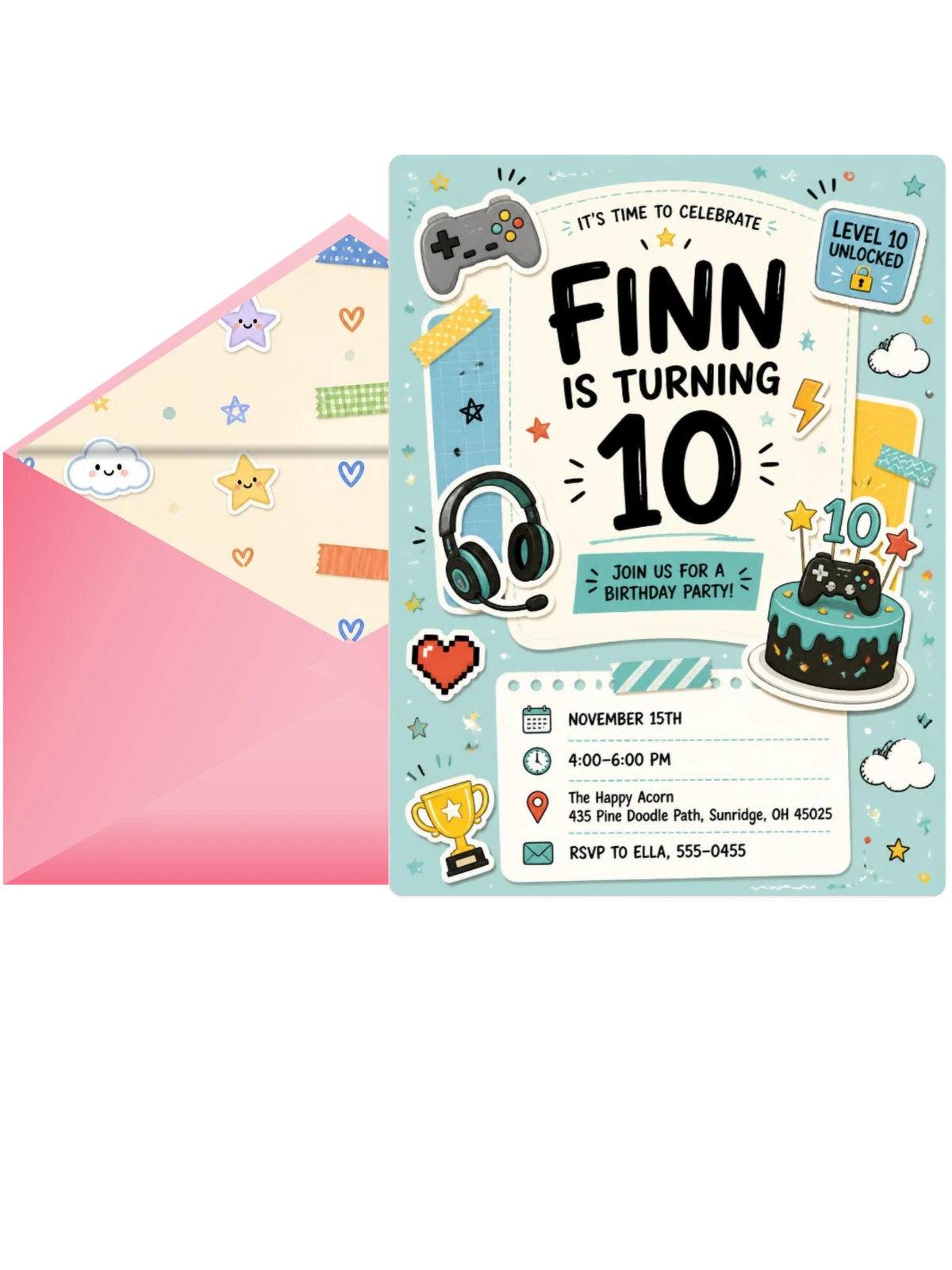 Video Game 10th Birthday Invitation