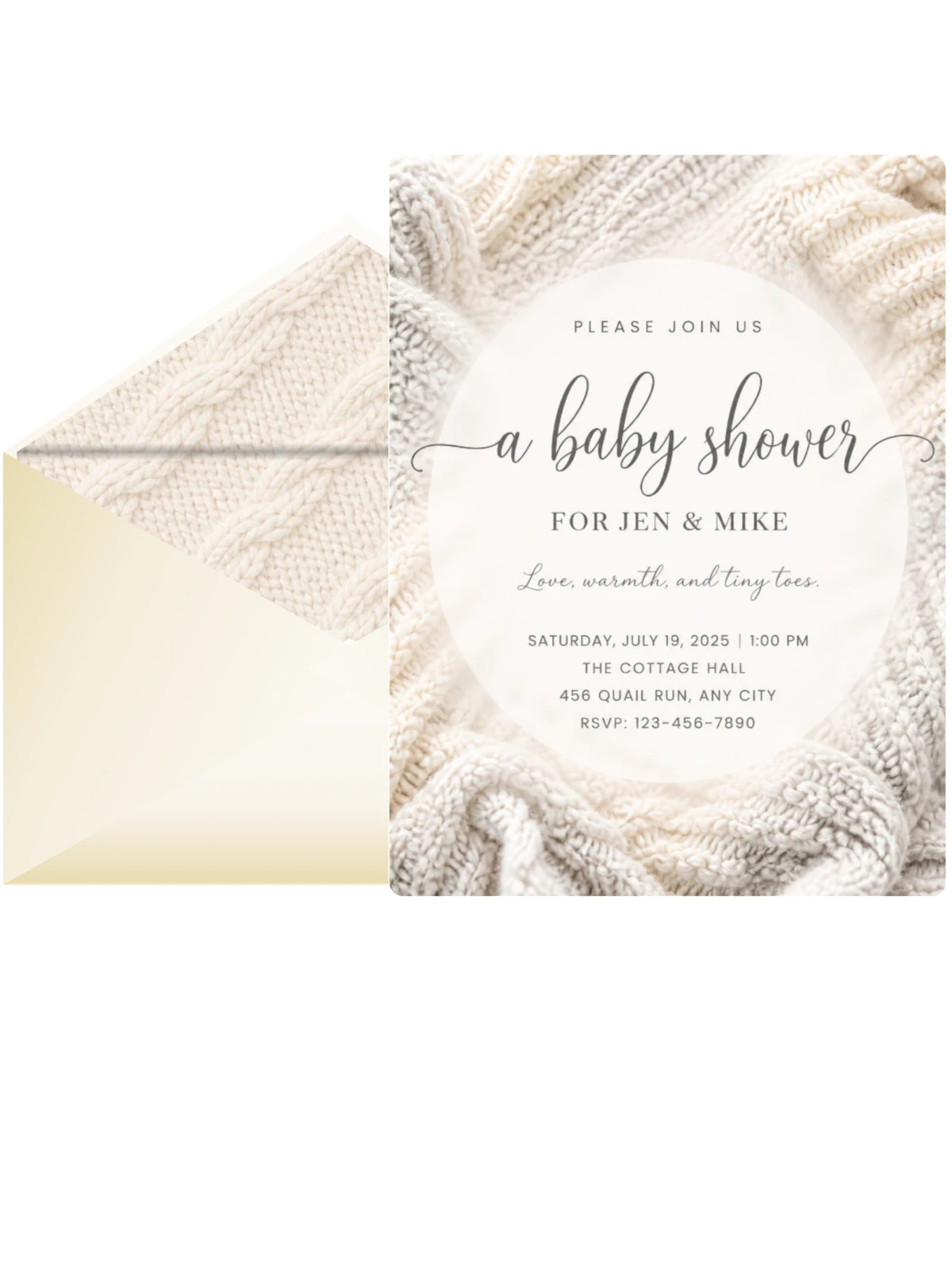 Cream Cable Knit Baby Shower