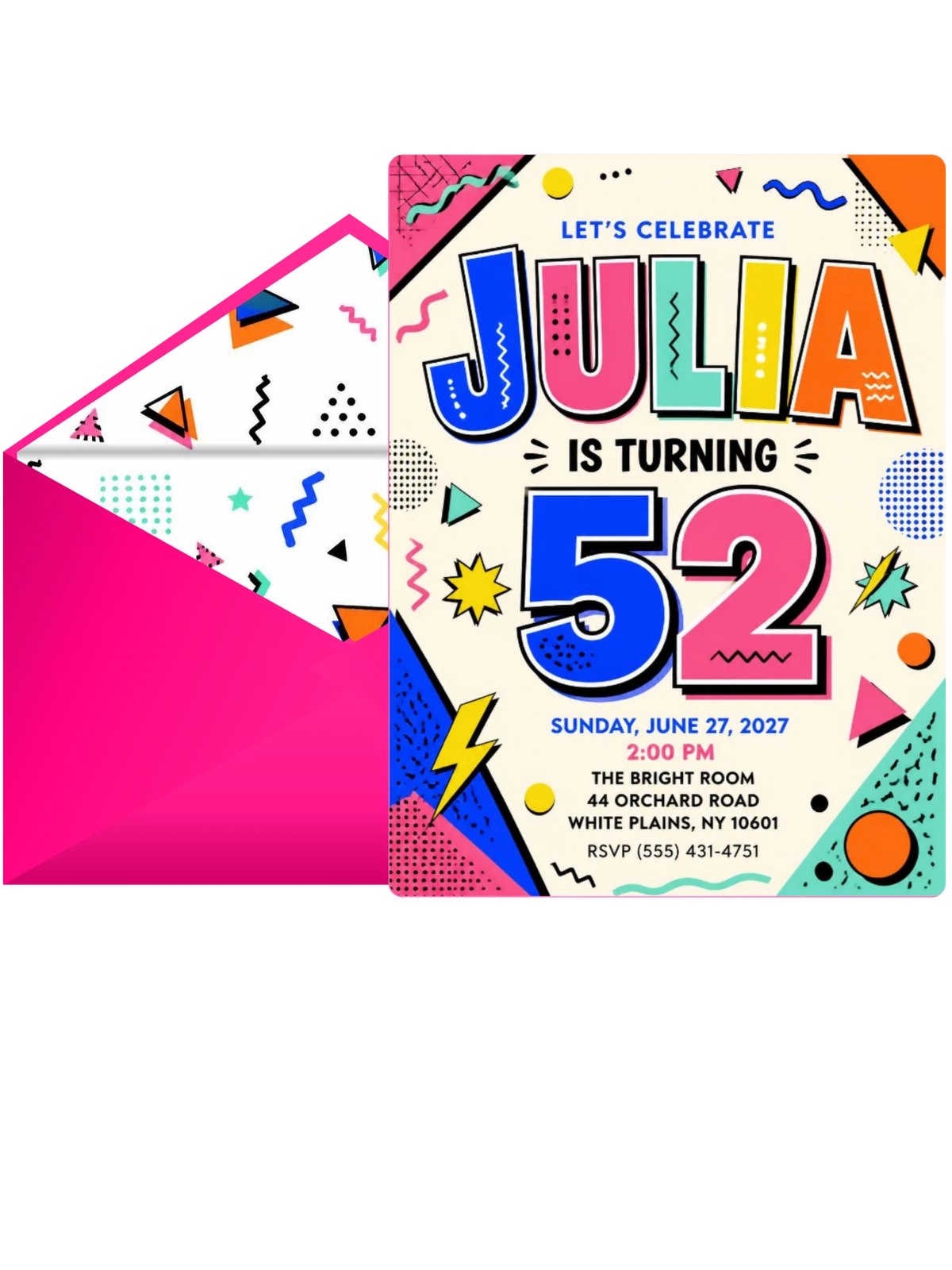 Memphis Pop 52nd Birthday Invitation