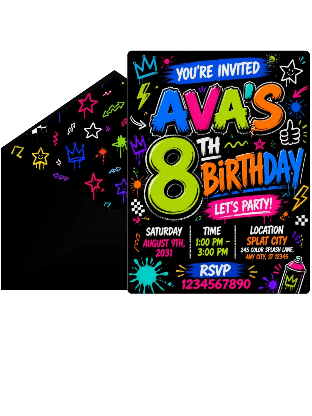 Graffiti Street Art 8th Birthday Invitation